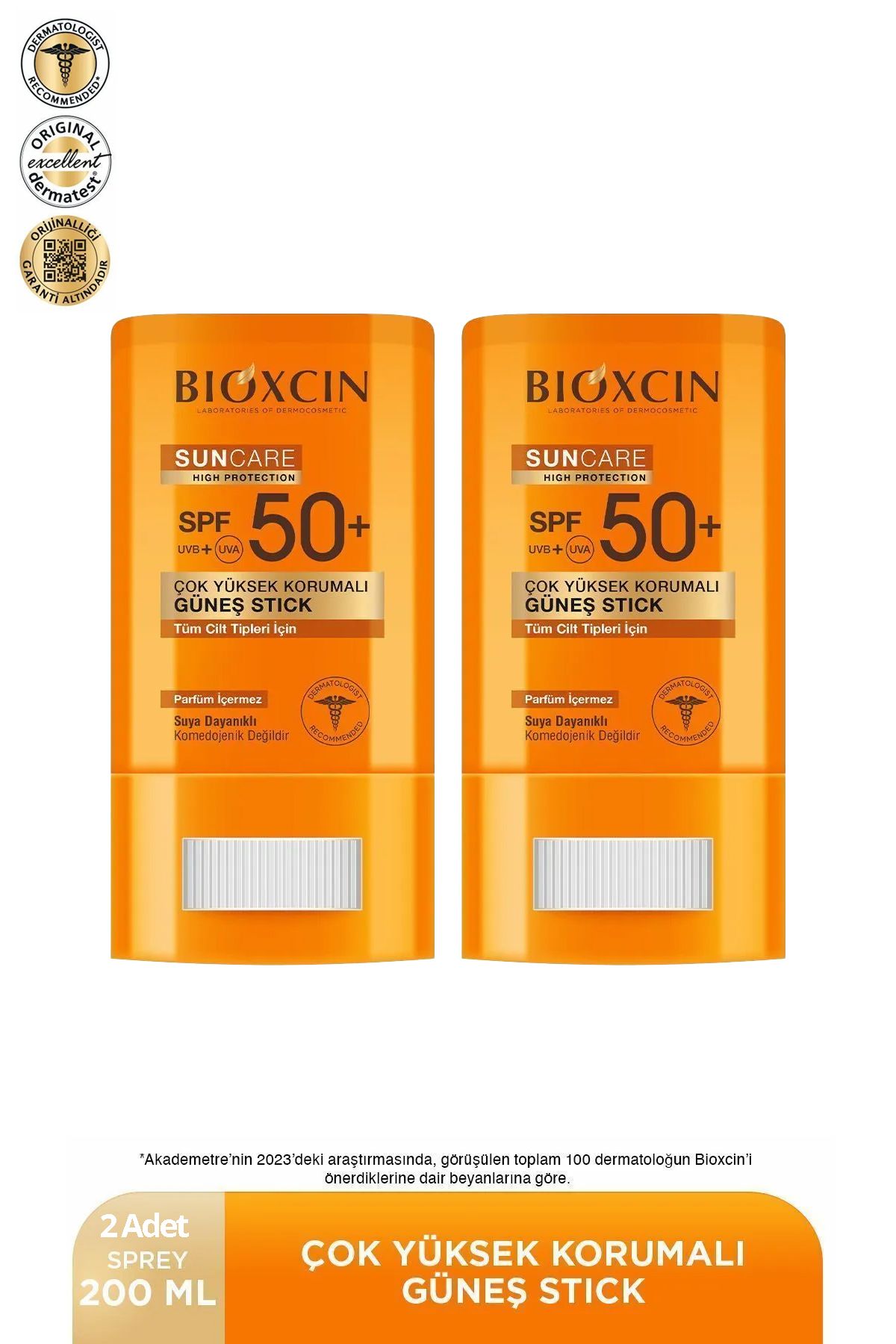Bioxcin Sun Care Stick SPF 50 Hassas Bölgeler İçin Yüksek Korumalı Güneş Kremi 2 adet