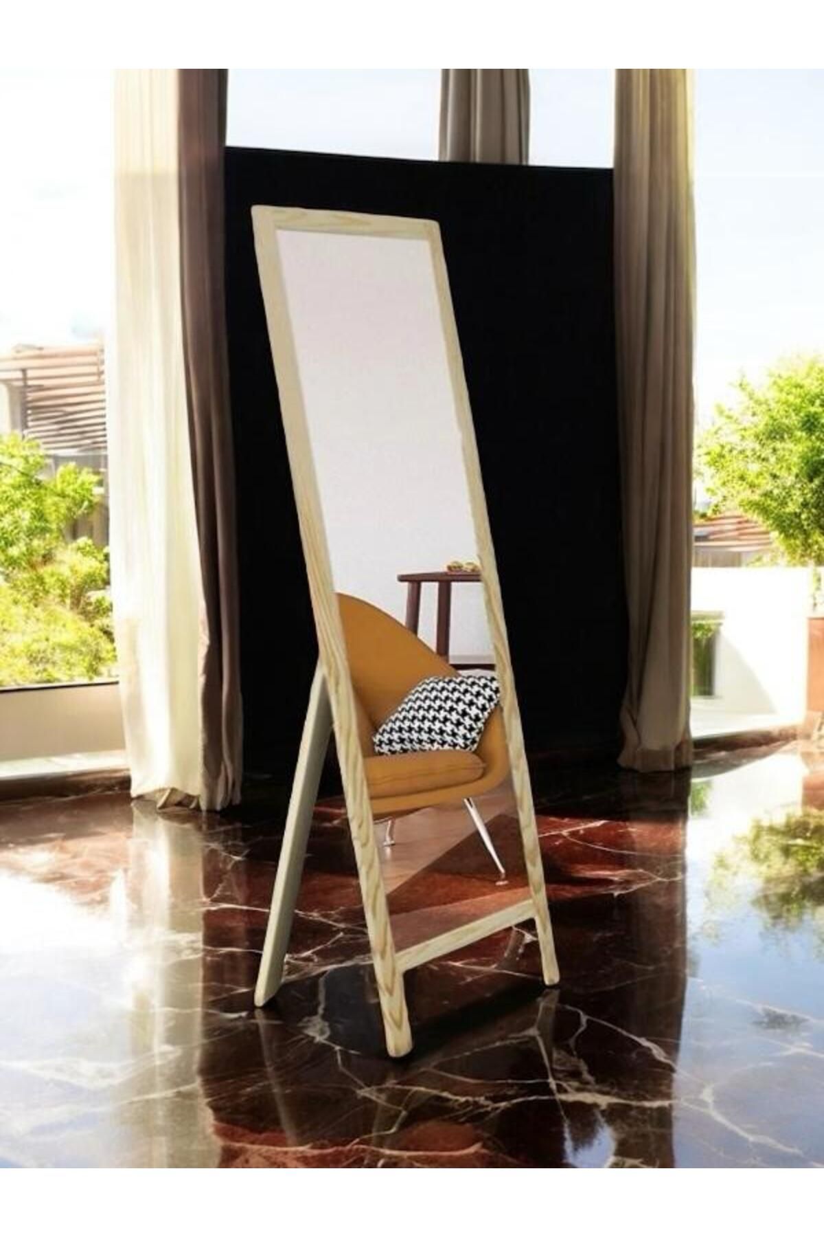 sglass Naturel Ahşap Ayaklı Boy Aynası 145x40cm
