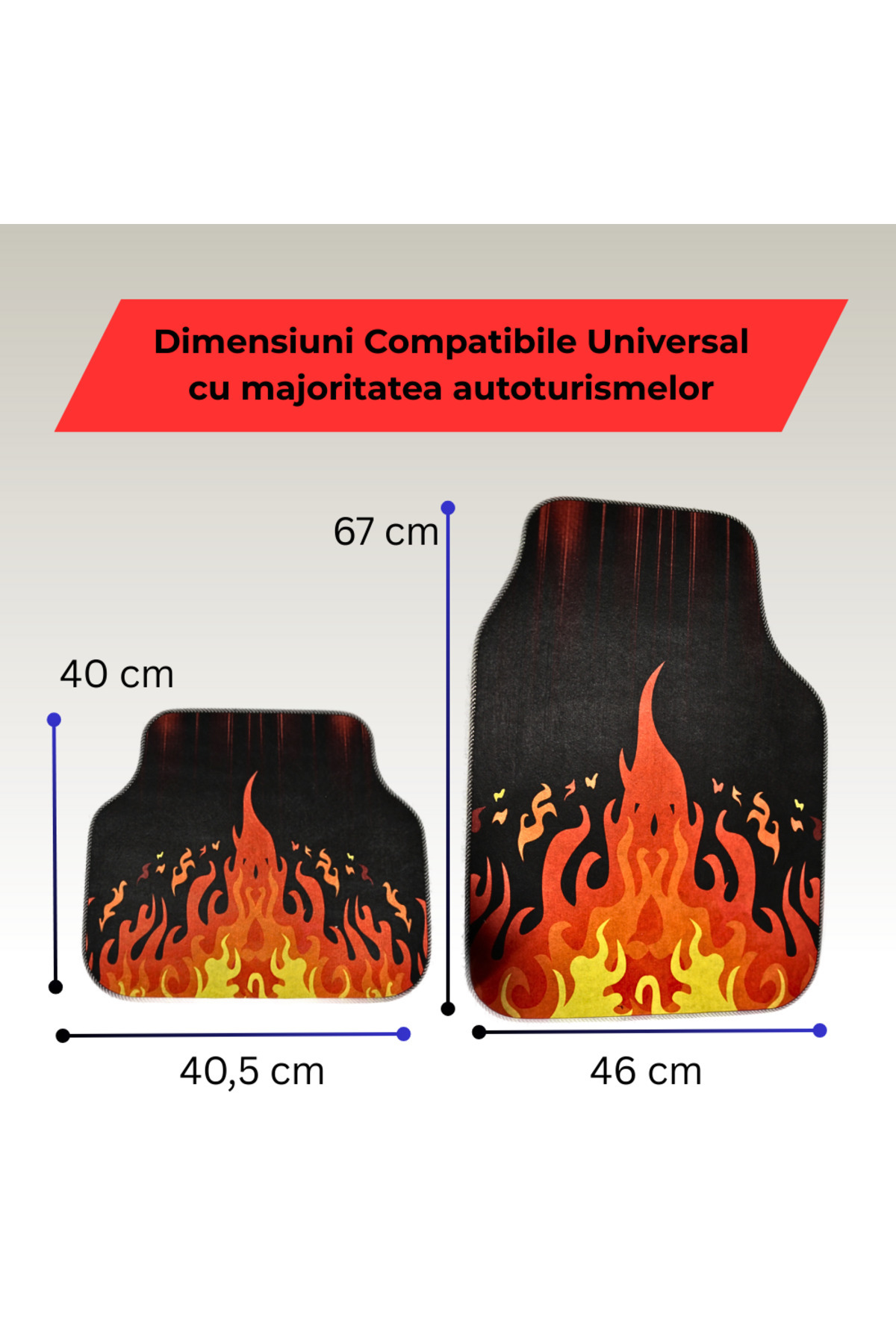 Generic-DECOMAT 3D universal car mats – set of 4 pieces with flame print, washable, non-slip 4