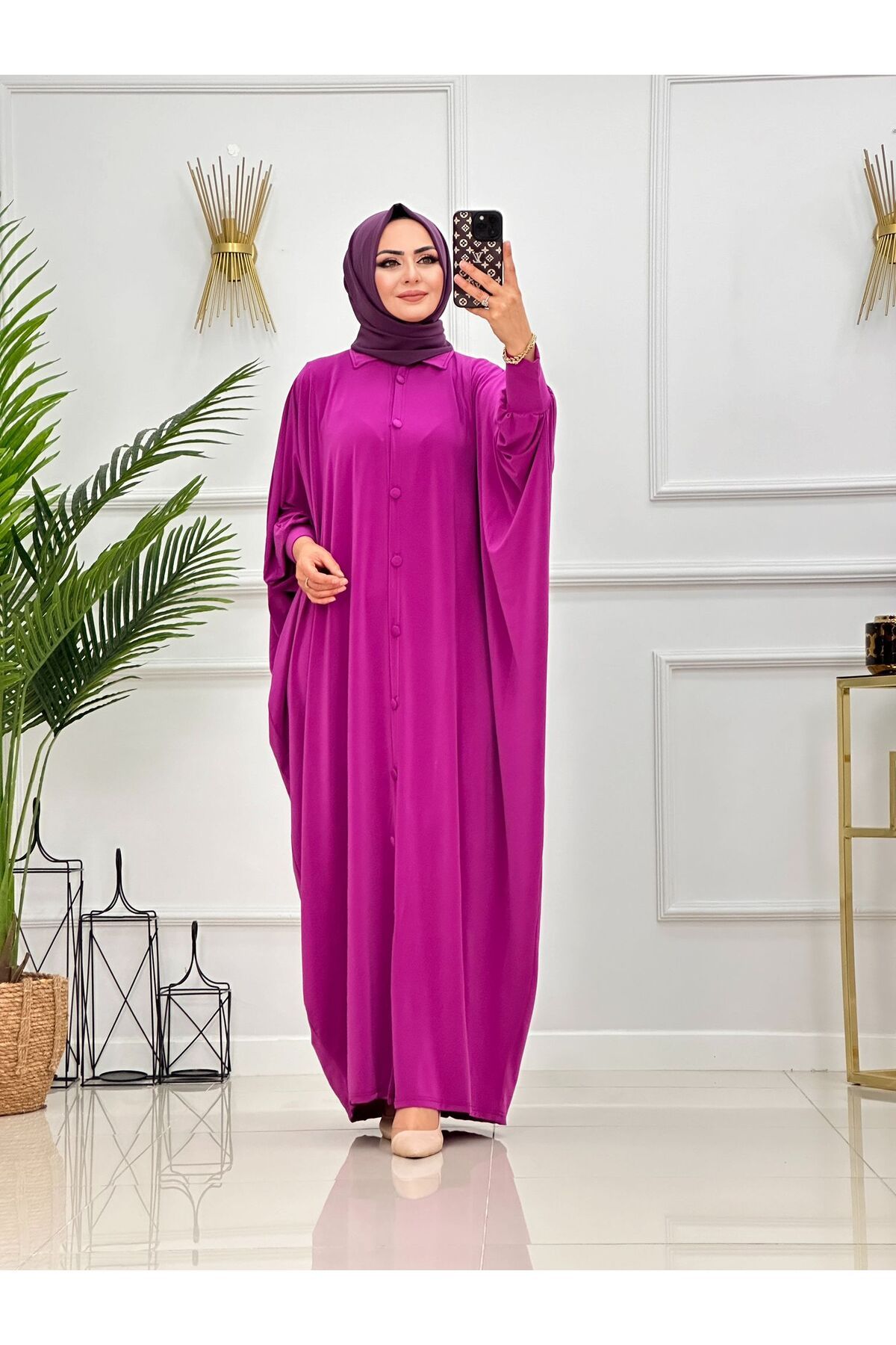 NİSUM MODA YARASA KOL DÜĞMELİ FERACE