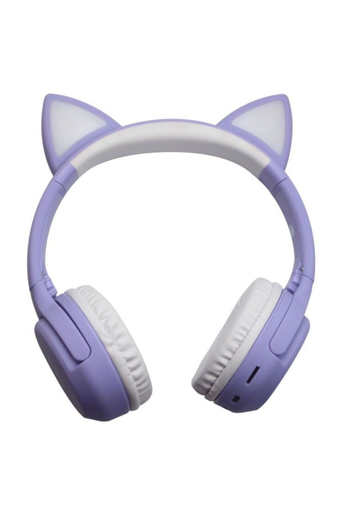 NETAVANTAJ LED Işıklı Kedi Kulaklı Kulak Üstü Katlanabilir Kablosuz Bluetooth Kulaklık Mor