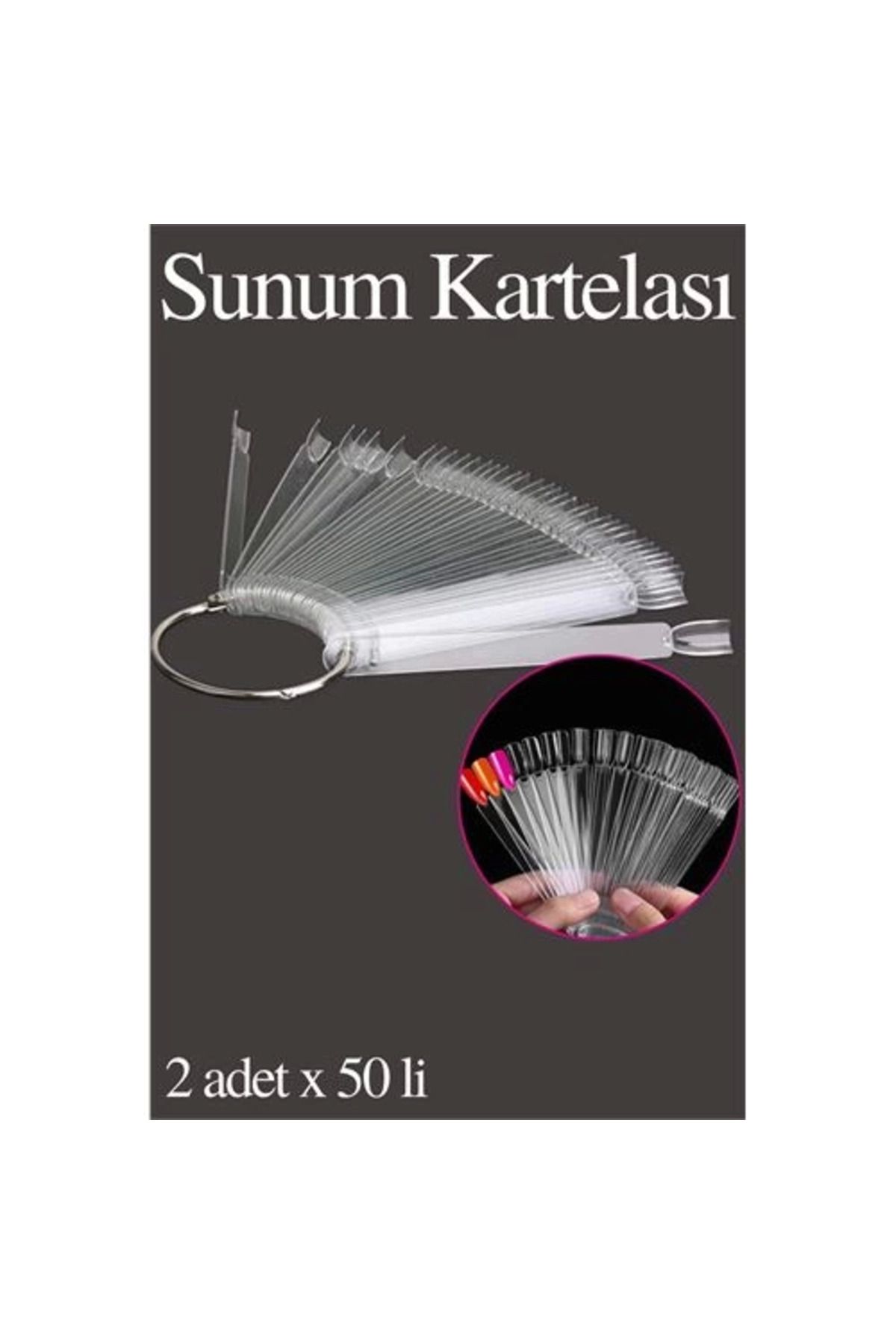 NZM TİCARET Protez Tırnak Sunum Kartelası Şeffaf 100 Lü