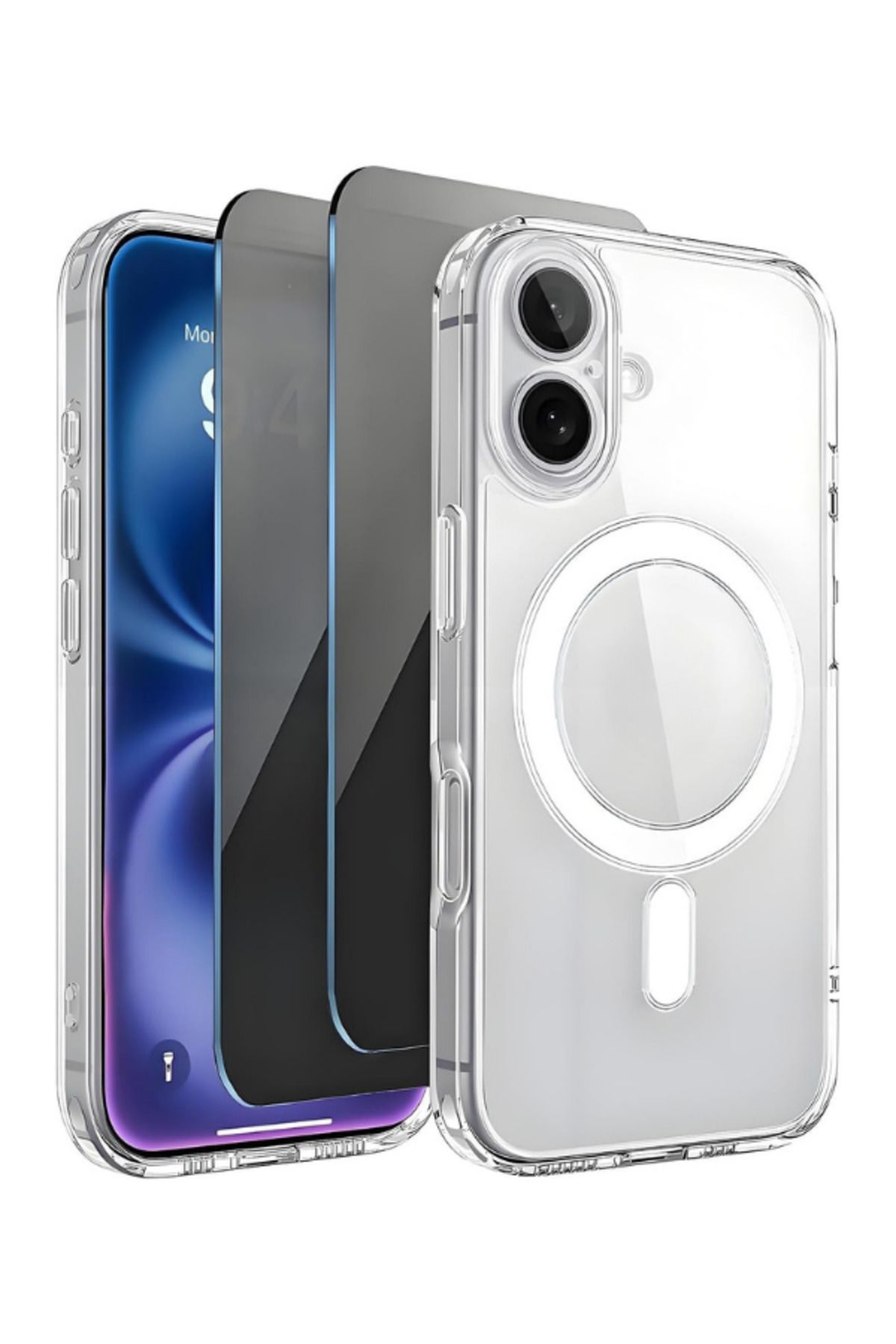 EVAX 2H1M iPhone 16 Uyumlu 2 Hayalet Cam Ekran Koruyucu & 1 Magsafe Kılıf