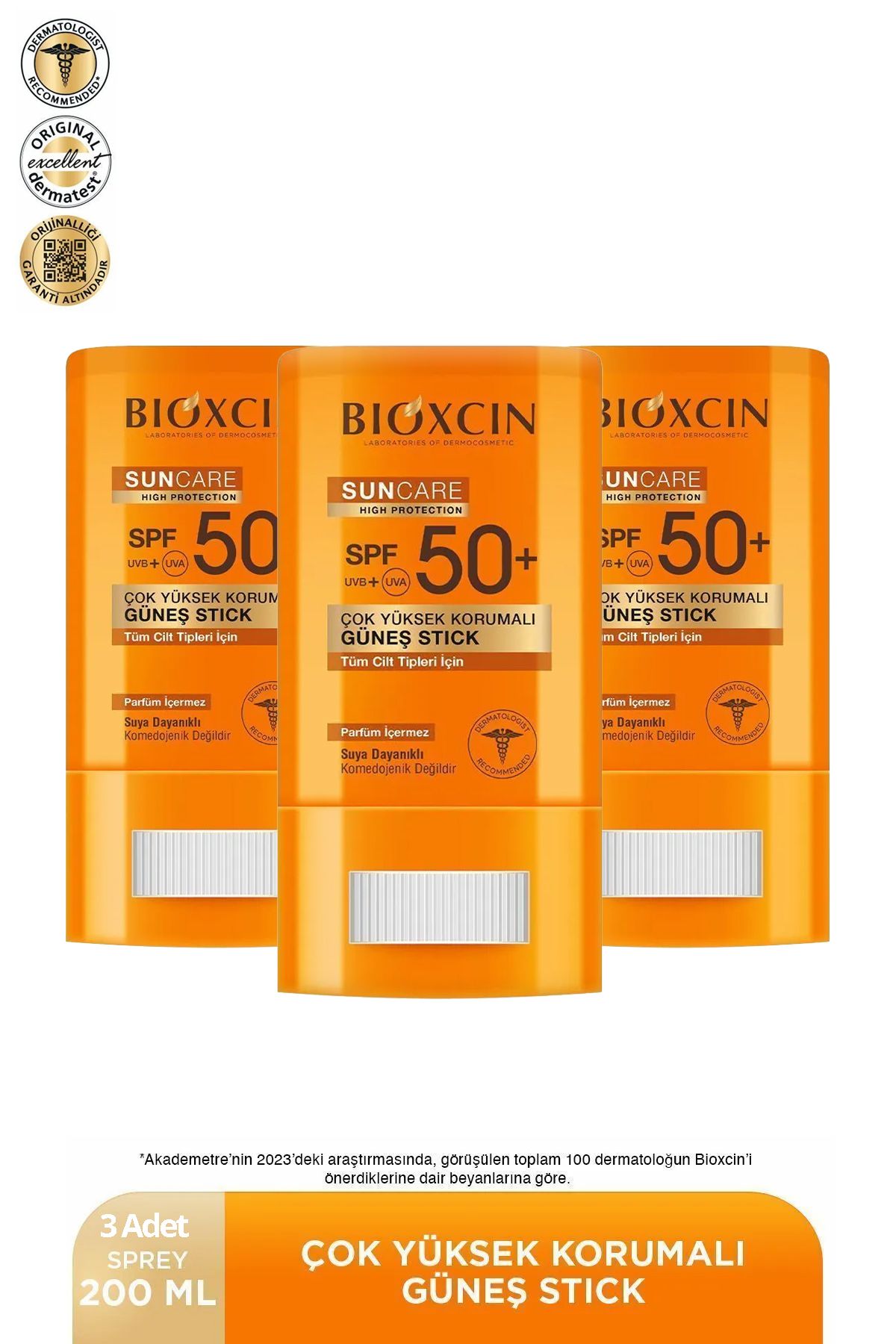 Bioxcin Sun Care Stick SPF 50 Hassas Bölgeler İçin Yüksek Korumalı Güneş Kremi 3 adet