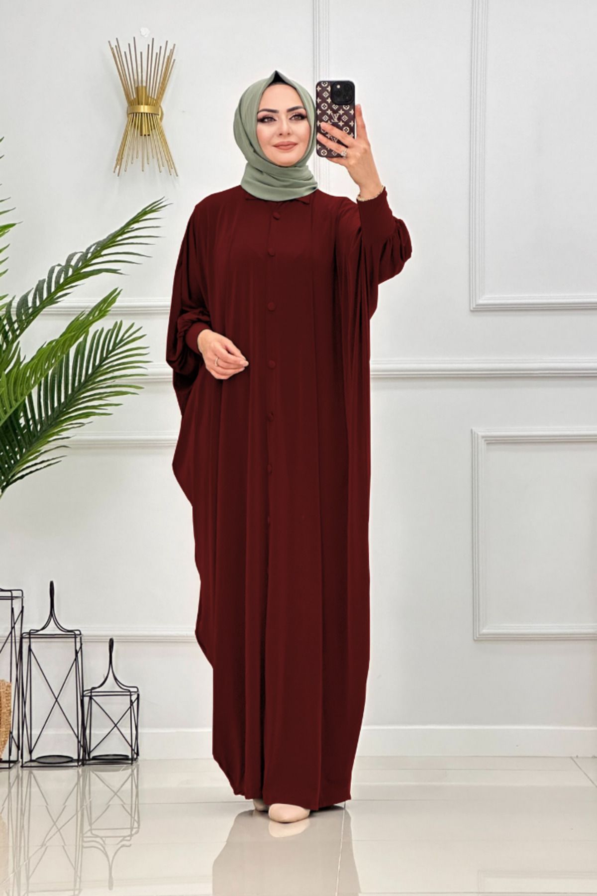NİSUM MODA YARASA KOL DÜĞMELİ FERACE
