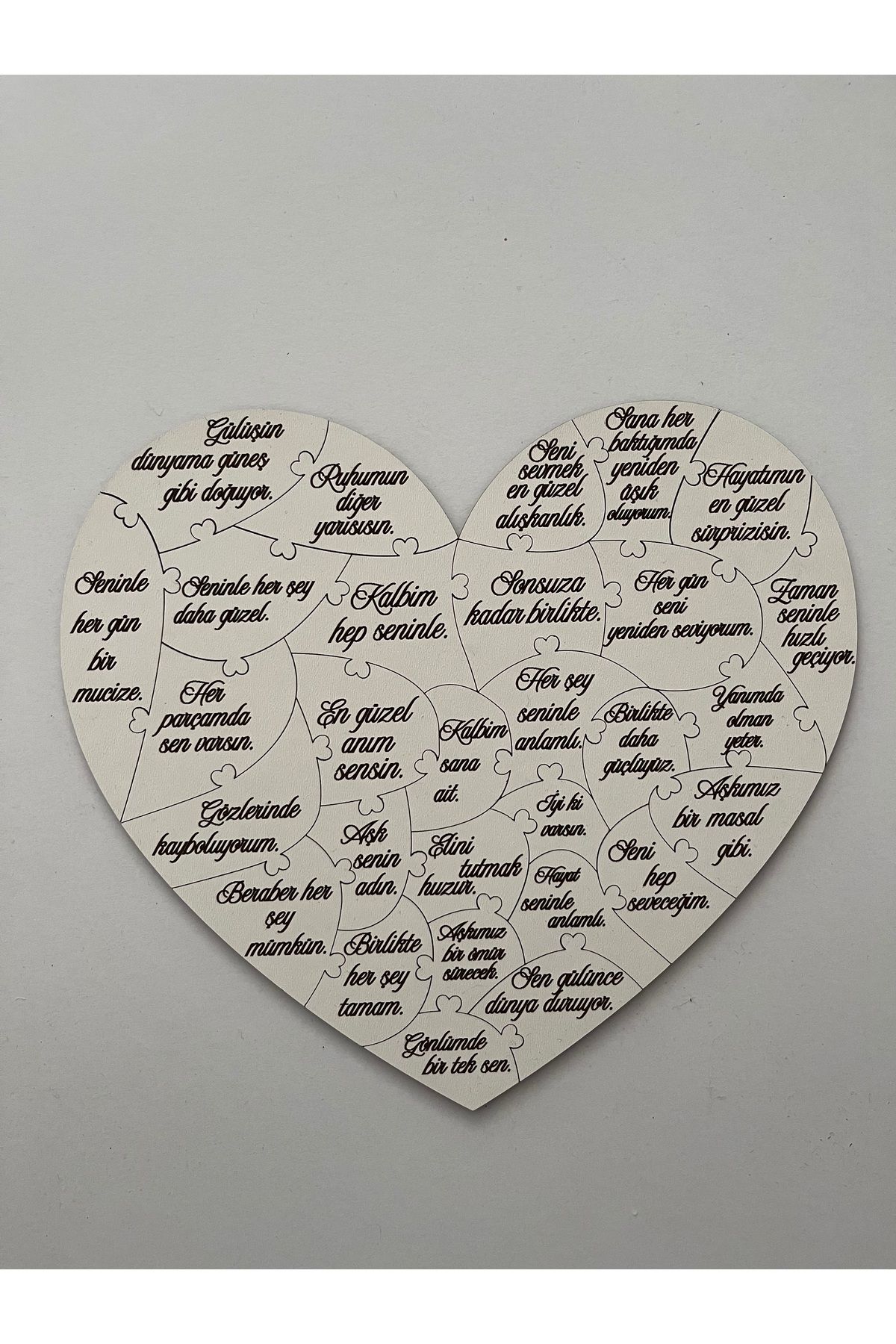 SepetDoluyor Sevgiliye Özel Ahşap Kalp Puzzle - İsim Yazılabilir Hediye - Kişiye Özel Yapboz