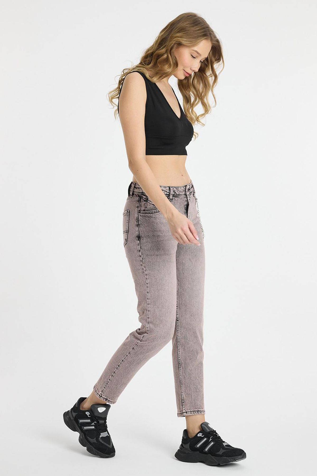Jijass Jeans Likralı Mom Kot Pantolon