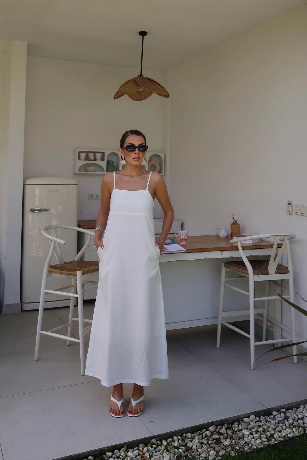 Swass Palma Summer Casey Askılı Elbise Beyaz