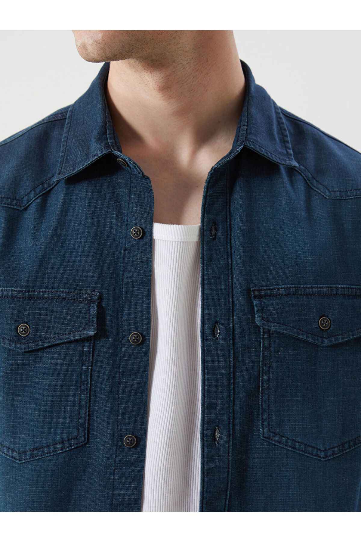 LC Waikiki Yeni Sezon Regular Fit Kisa Kollu Erkek Jean Gomlek - S5KB07Z8