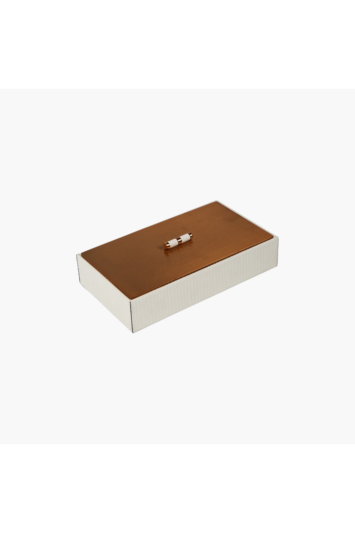 JASMIN CONCEPTS Dikdörtgen Deri Kutu Beyaz 27.5X15.5X5.5cm