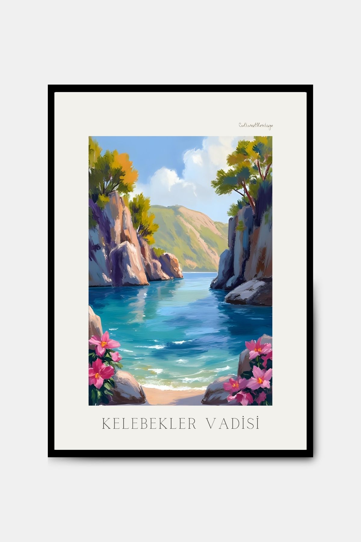 PİTAYA Kelebekler Vadisi Poster - Çerçevesiz Tasarım Muğla Poster Yağlı Boya Tablo Duvar Dekorasyonu