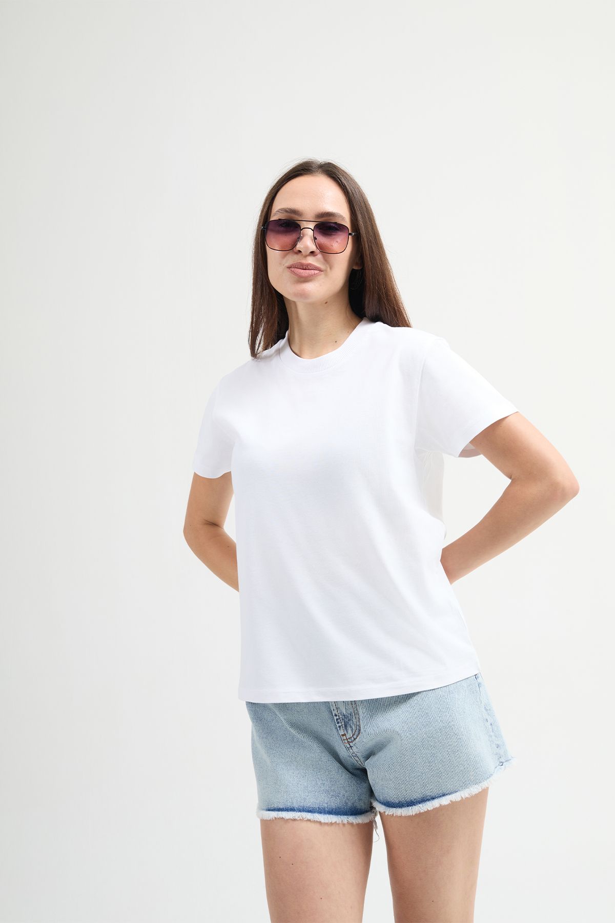 JUD Victoria 80001 Regular Fit Beyaz Kadın Basic T-Shirt