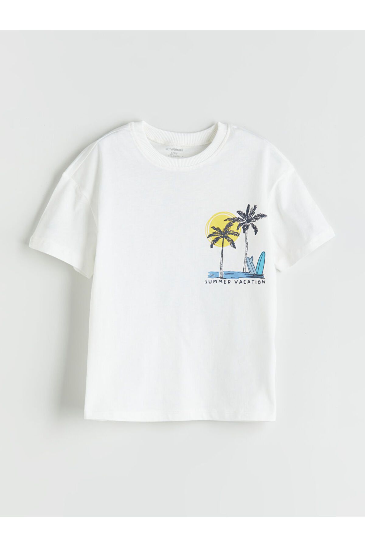 LC Waikiki-Ecru California Printed Boys' T-Shirt and Shorts 2-Piece Set 3