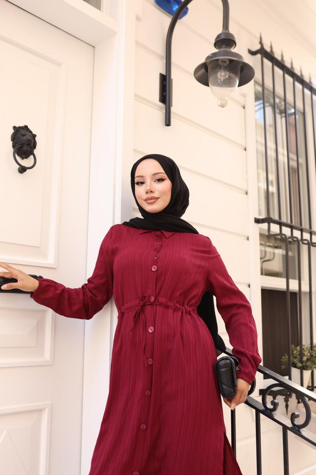 modatavil Tesettür Uzun Düğmeli Takım