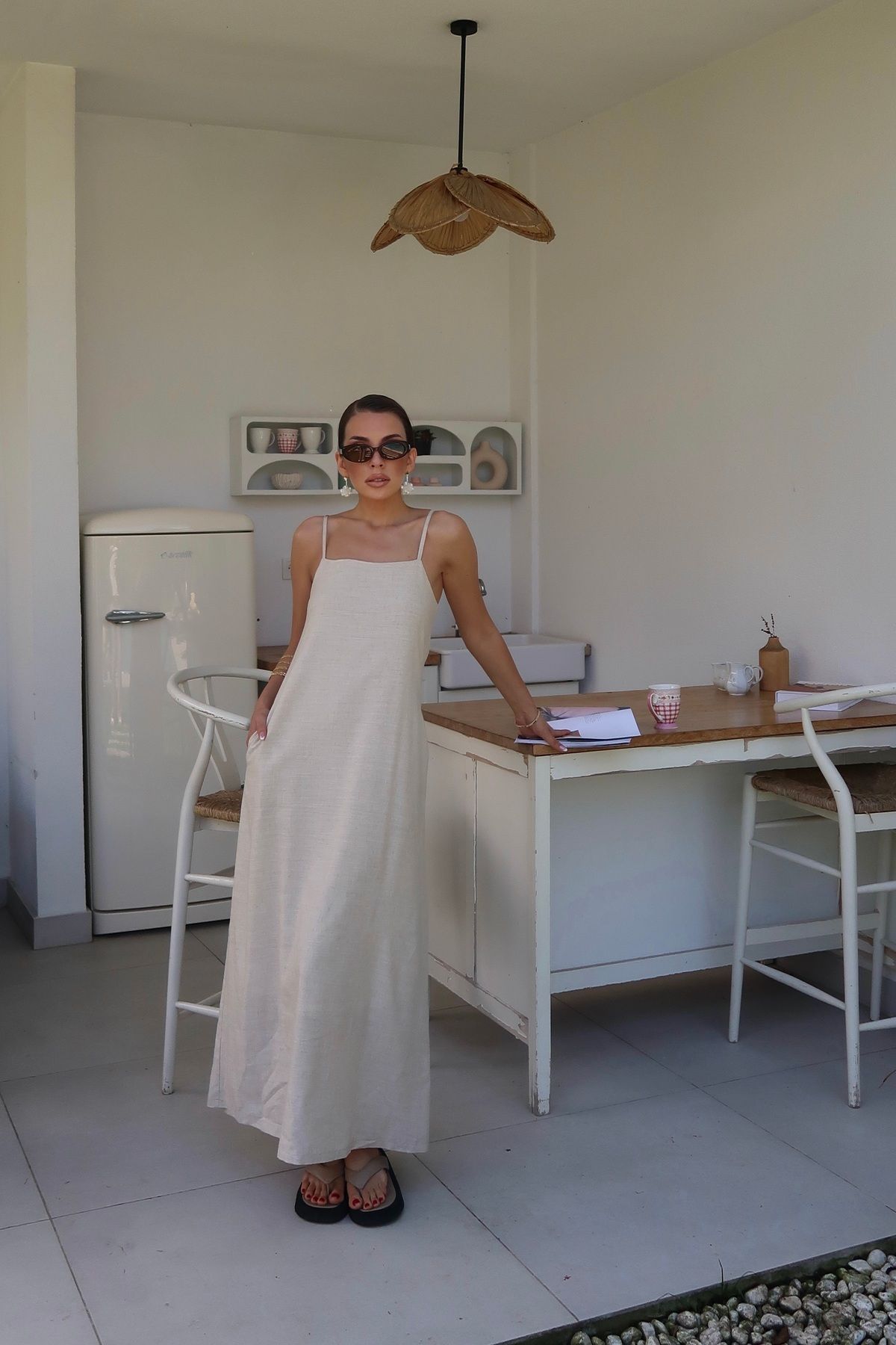 Swass Palma Summer Casey Askılı Elbise Natürel