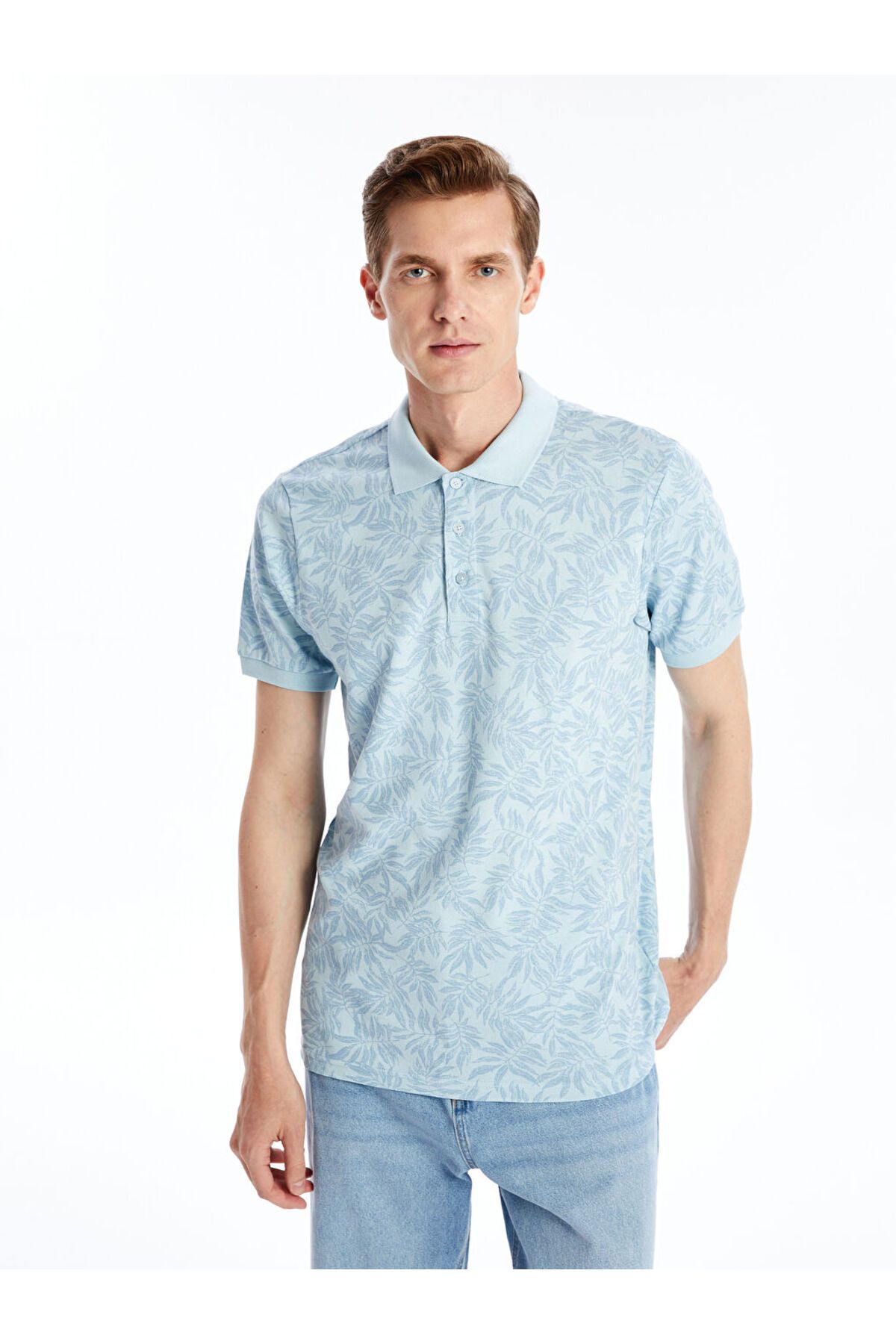 LC Waikiki Yeni Sezon Polo Yaka Kisa Kollu Desenli Pike Erkek Tisort - S4OB60Z8
