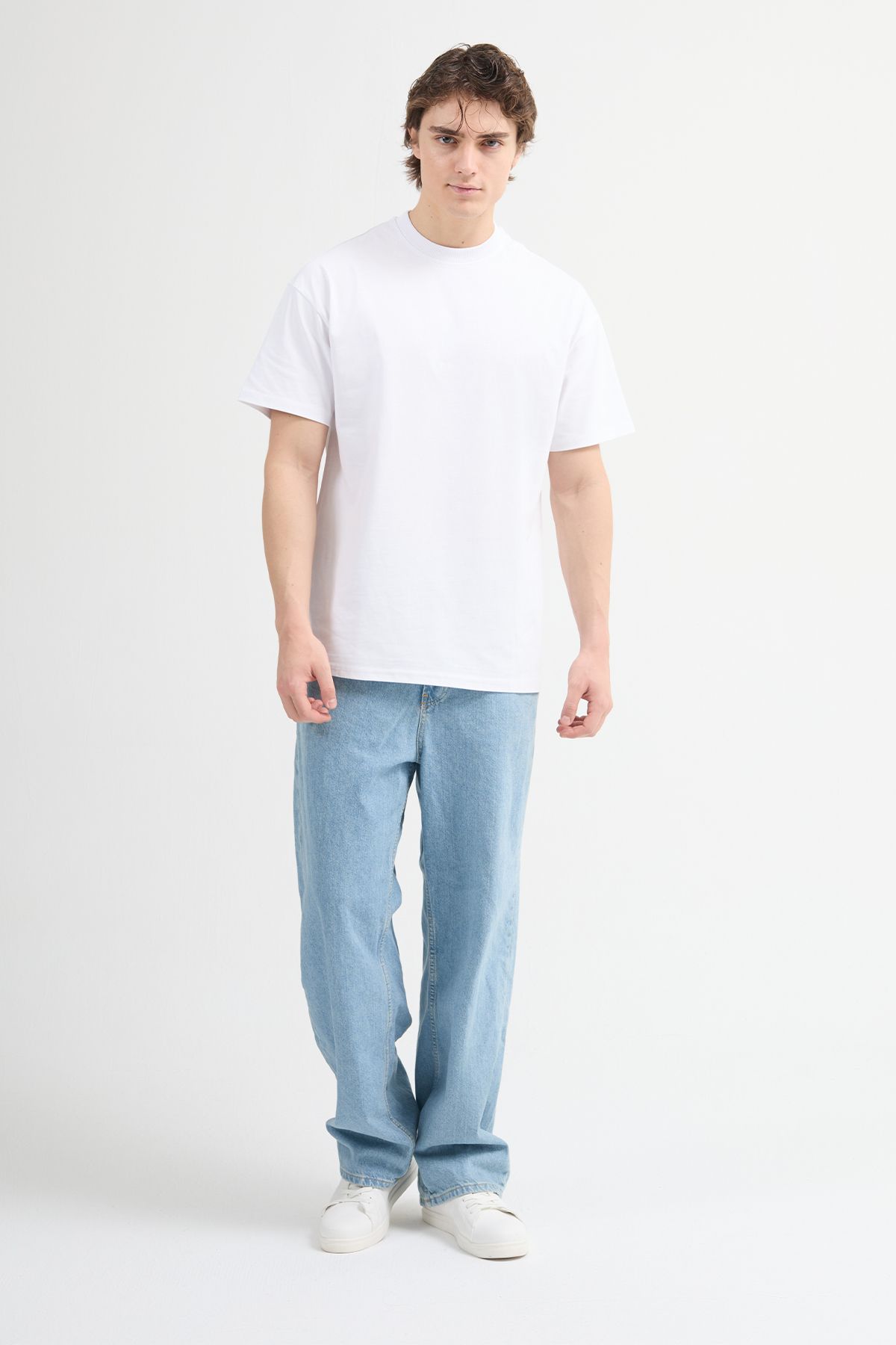 JUD Ricardo 84002 Oversize Beyaz Erkek Basic T-Shirt