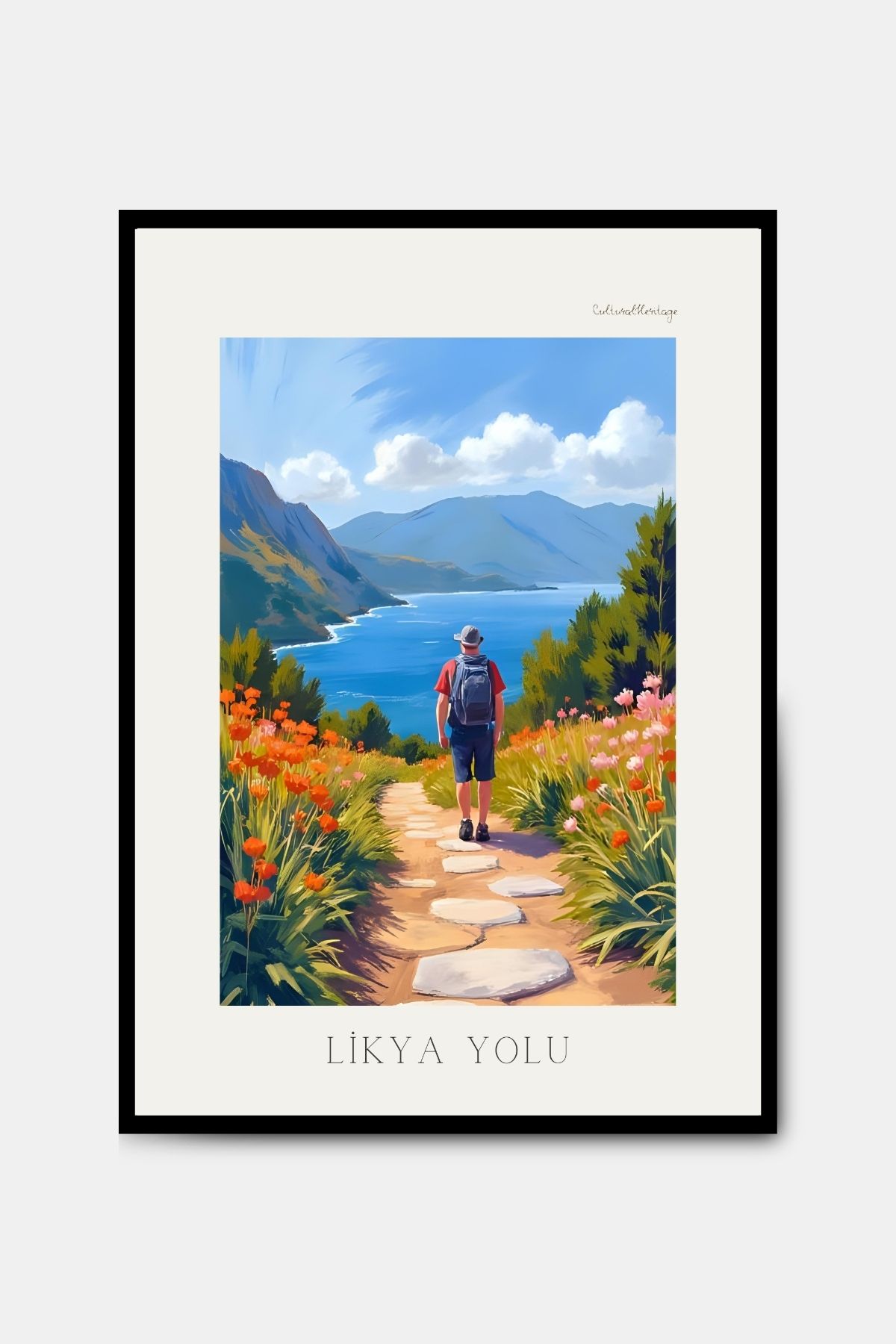 PİTAYA Likya Yolu Poster - Çerçevesiz Tasarım Muğla Poster Yağlı Boya Tablo Duvar Dekorasyonu