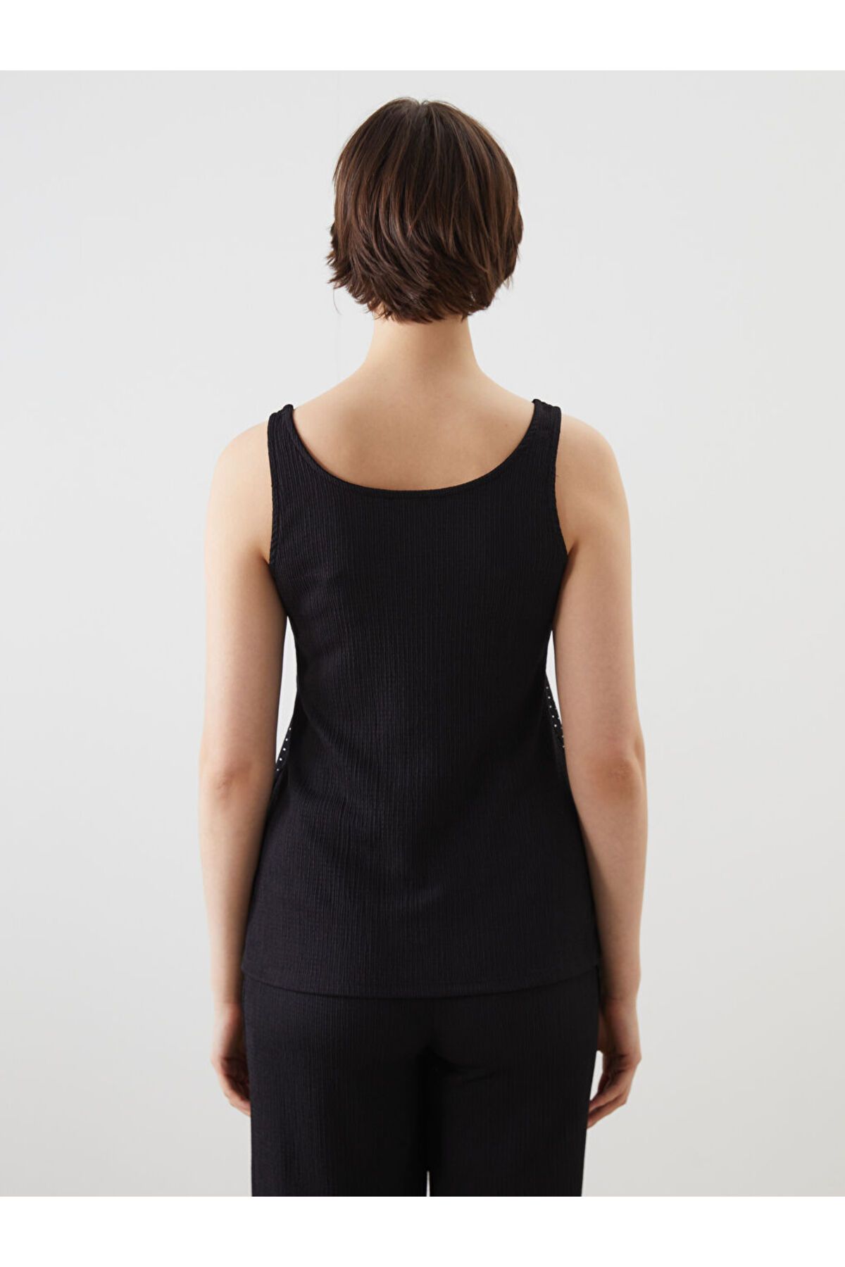 LC Waikiki-Black Crew Neck Patterned Women's Undershirt 4