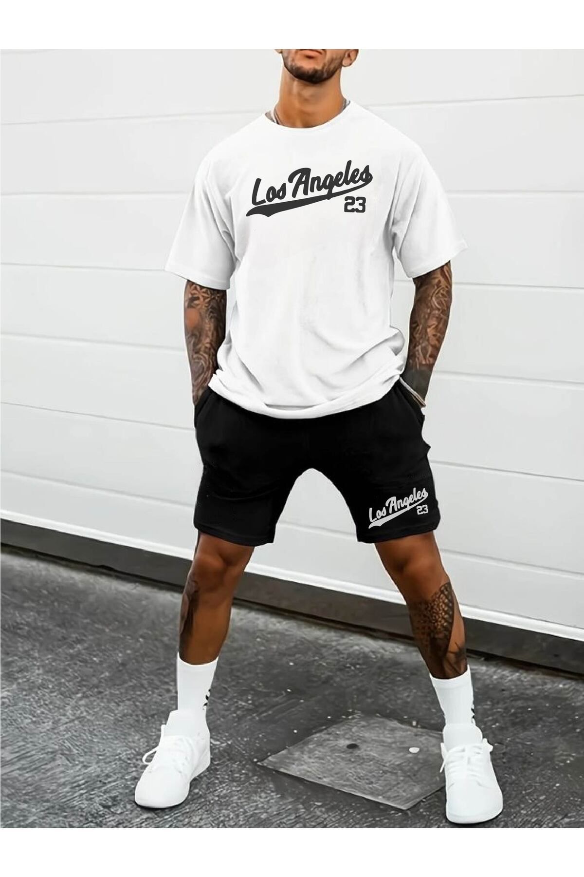 RawNox Kombin Serisi T-shirt/Şort Los Angeles 23 Baskılı