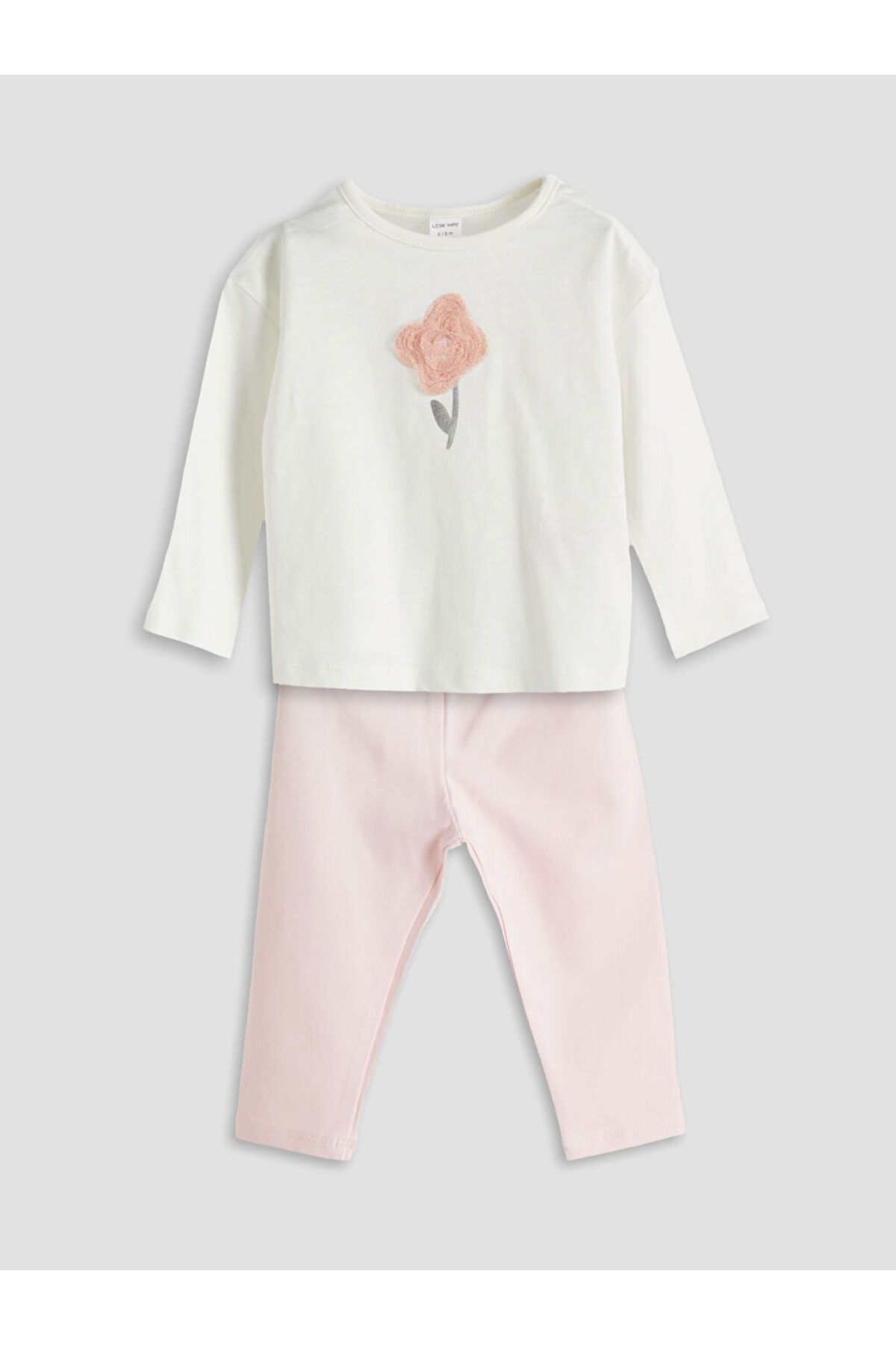 LC Waikiki Yeni Sezon Cicek Aplikeli Kiz Bebek Bluz ve Tayt 2'li - S5BS47Z1