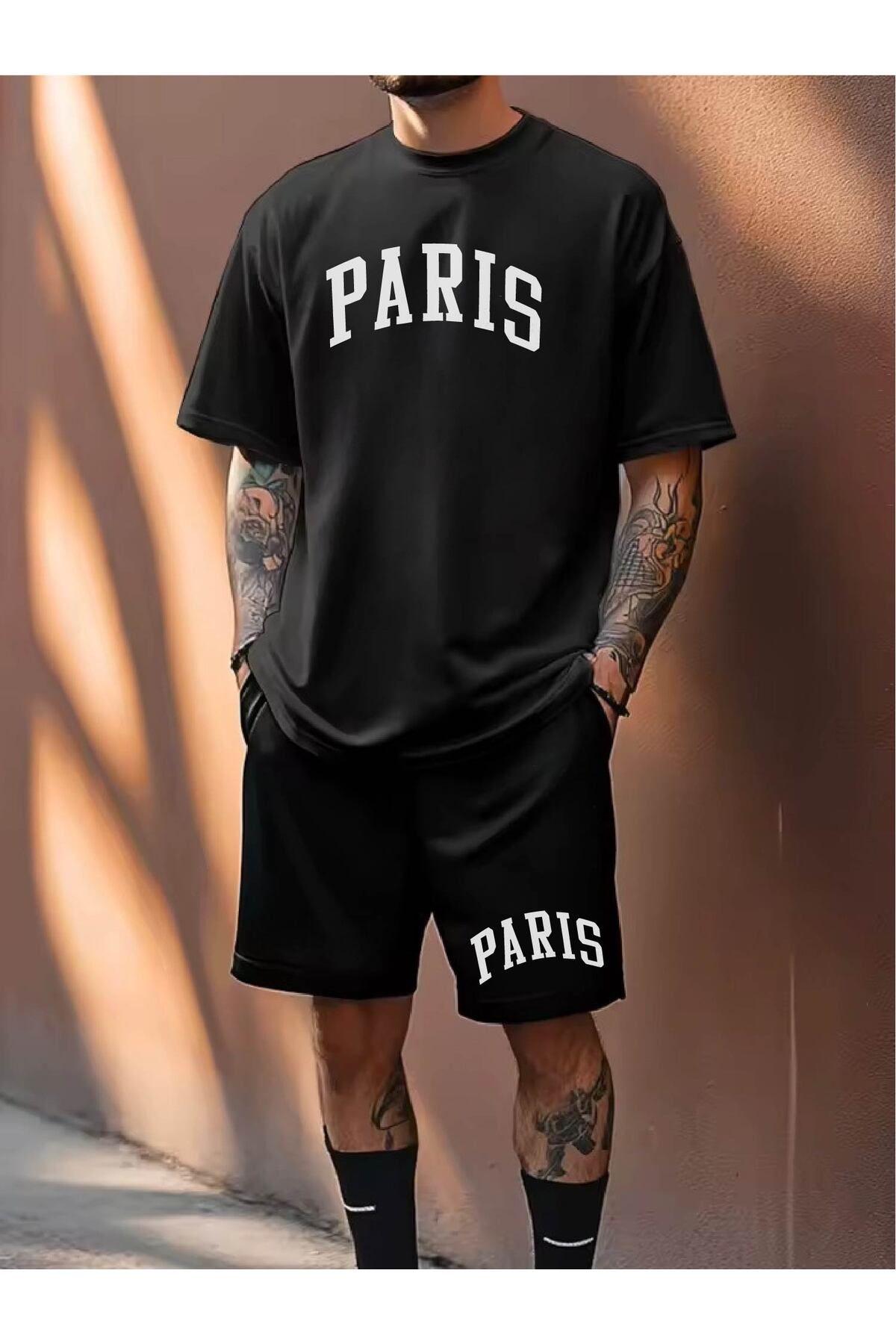 RawNox Kombin Serisi T-shirt/Şort Paris Baskılı