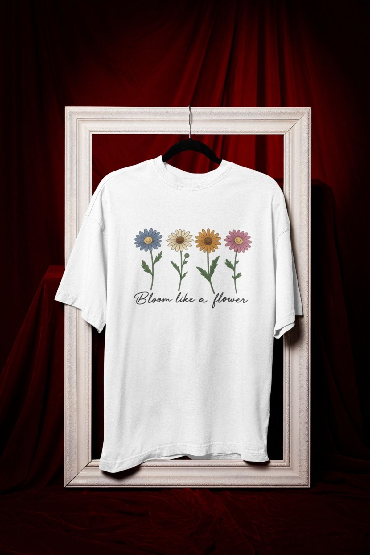 ABAS T-shirt şık çiçek baskılı pamuklu tişört