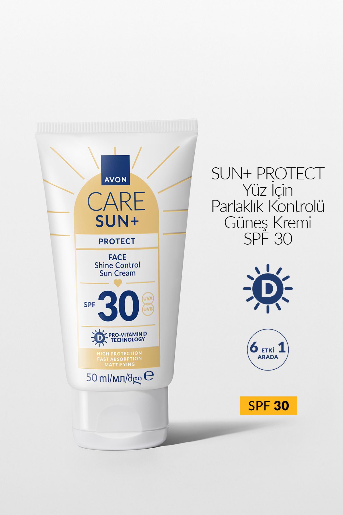 AVON SUN+ PROTECT Yüz İçin Parlaklık Kontrolü Güneş Kremi SPF 30 50ml