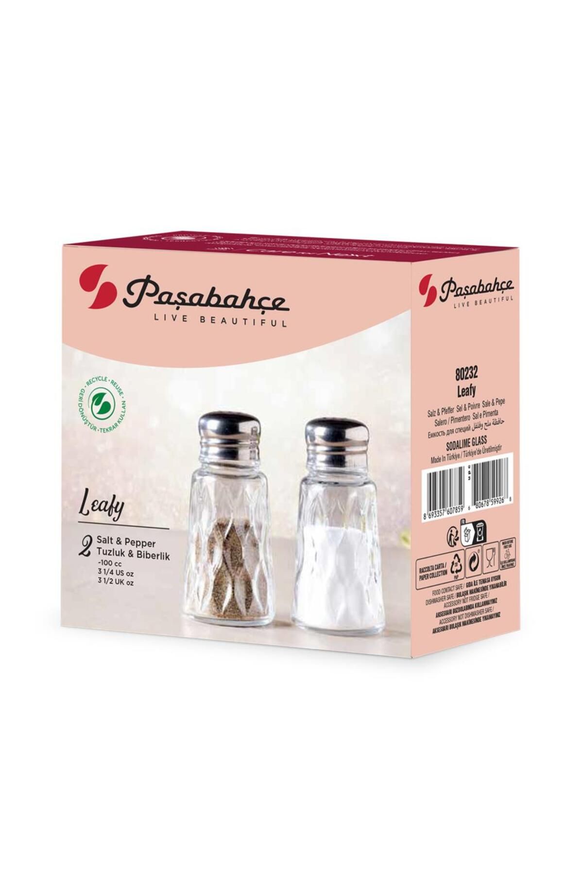 Paşabahçe 80232 Leafy 2 li Tuzluk-Biberlik Set 100 cc