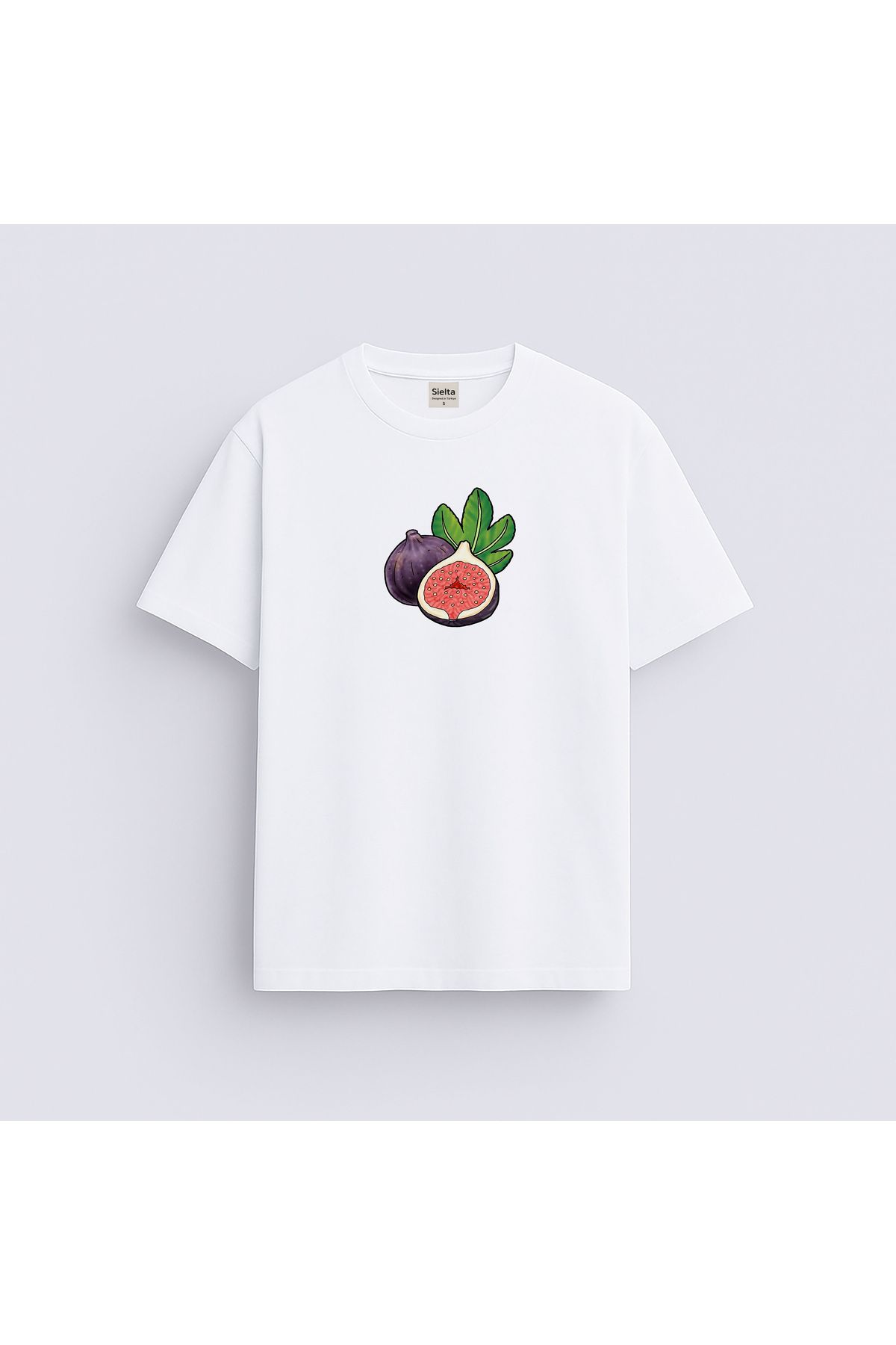 sielta İncir Baskılı Unisex Kadın Erkek Bisiklet Yaka T-shirt Tişört