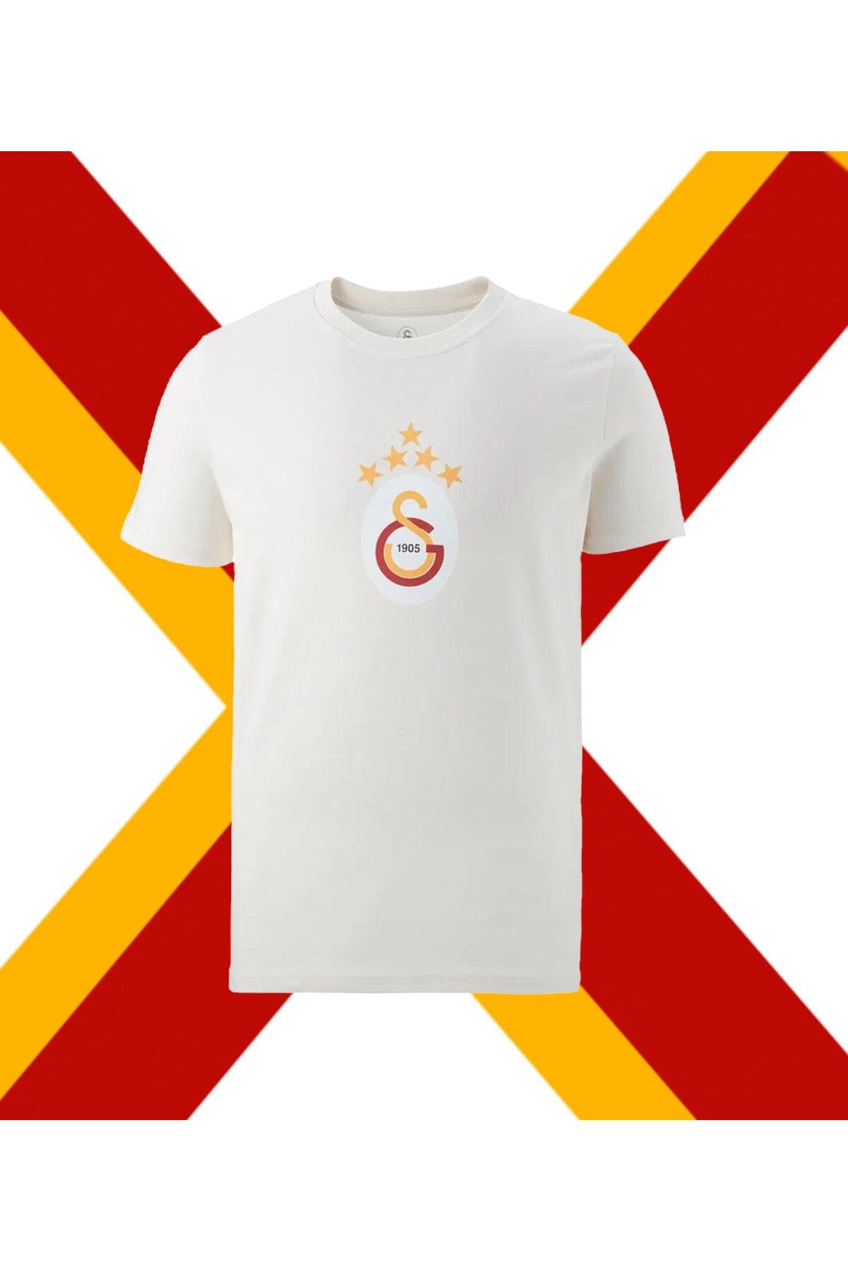Galatasaray Lisanslı 5 Yıldız Ekru Pamuk T-Shirt
