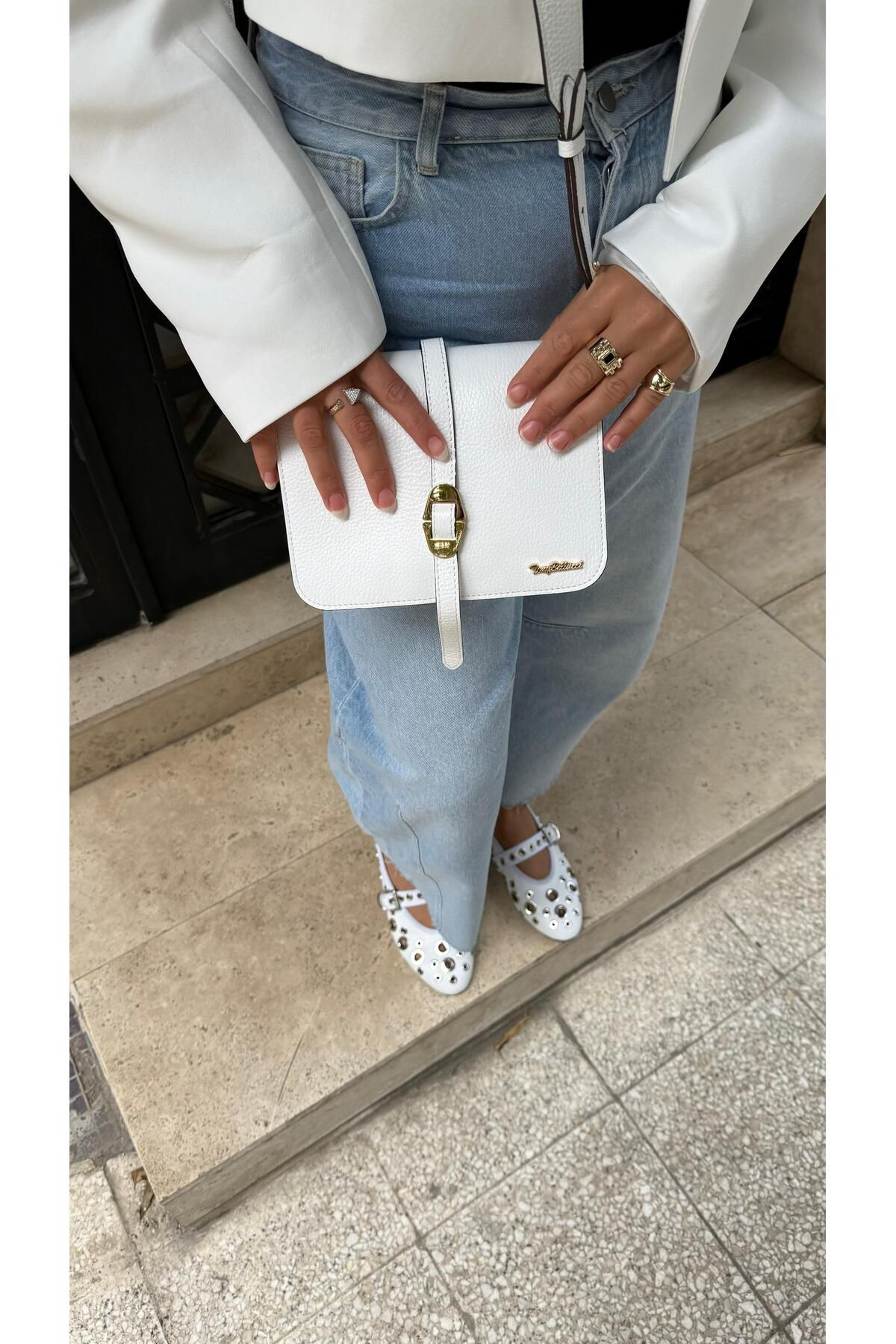 by emine eren emotion shoes Brenna Kuş Gözlü Beyaz Babet