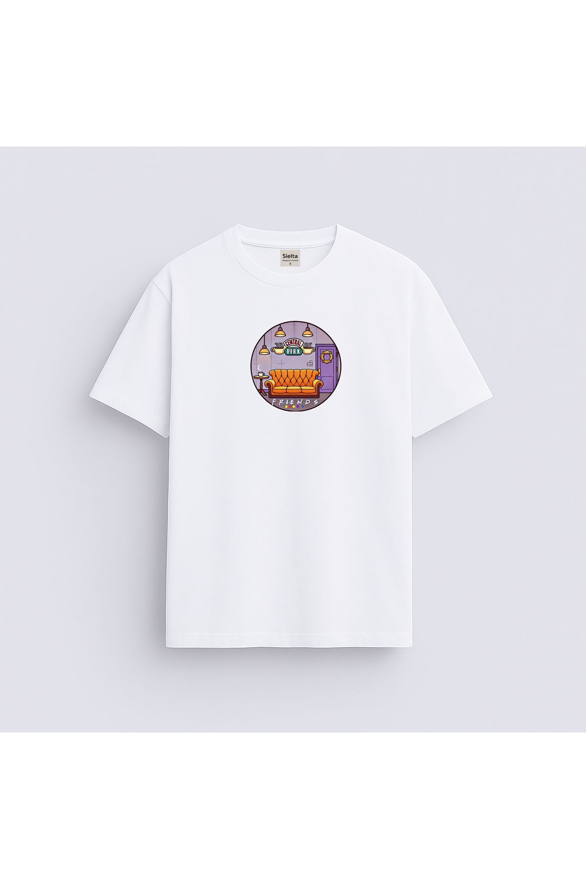 sielta Friends Dizi Baskılı Unisex Kadın Erkek Bisiklet Yaka T-shirt Tişört