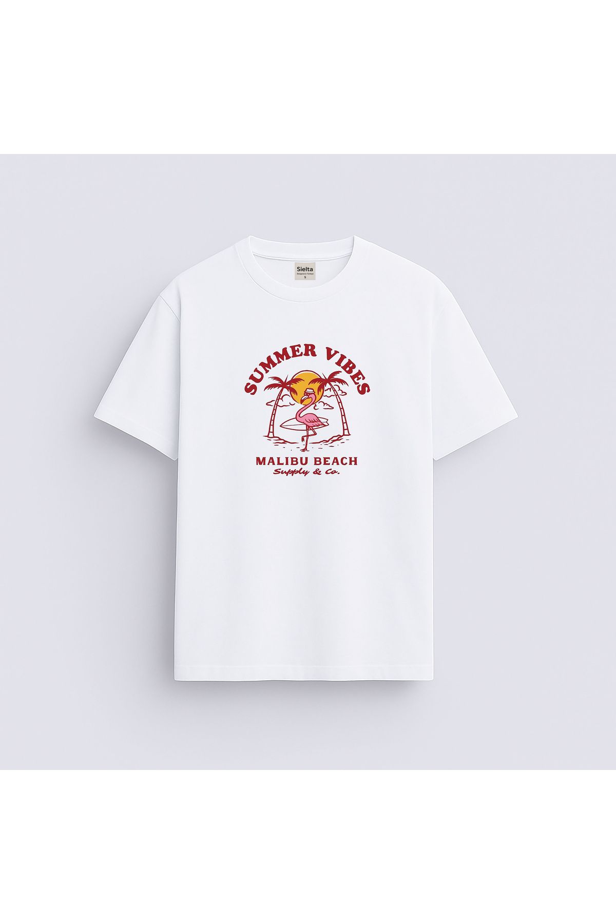 sielta Summer Vibes Baskılı Unisex Kadın Erkek Bisiklet Yaka T-shirt Tişört