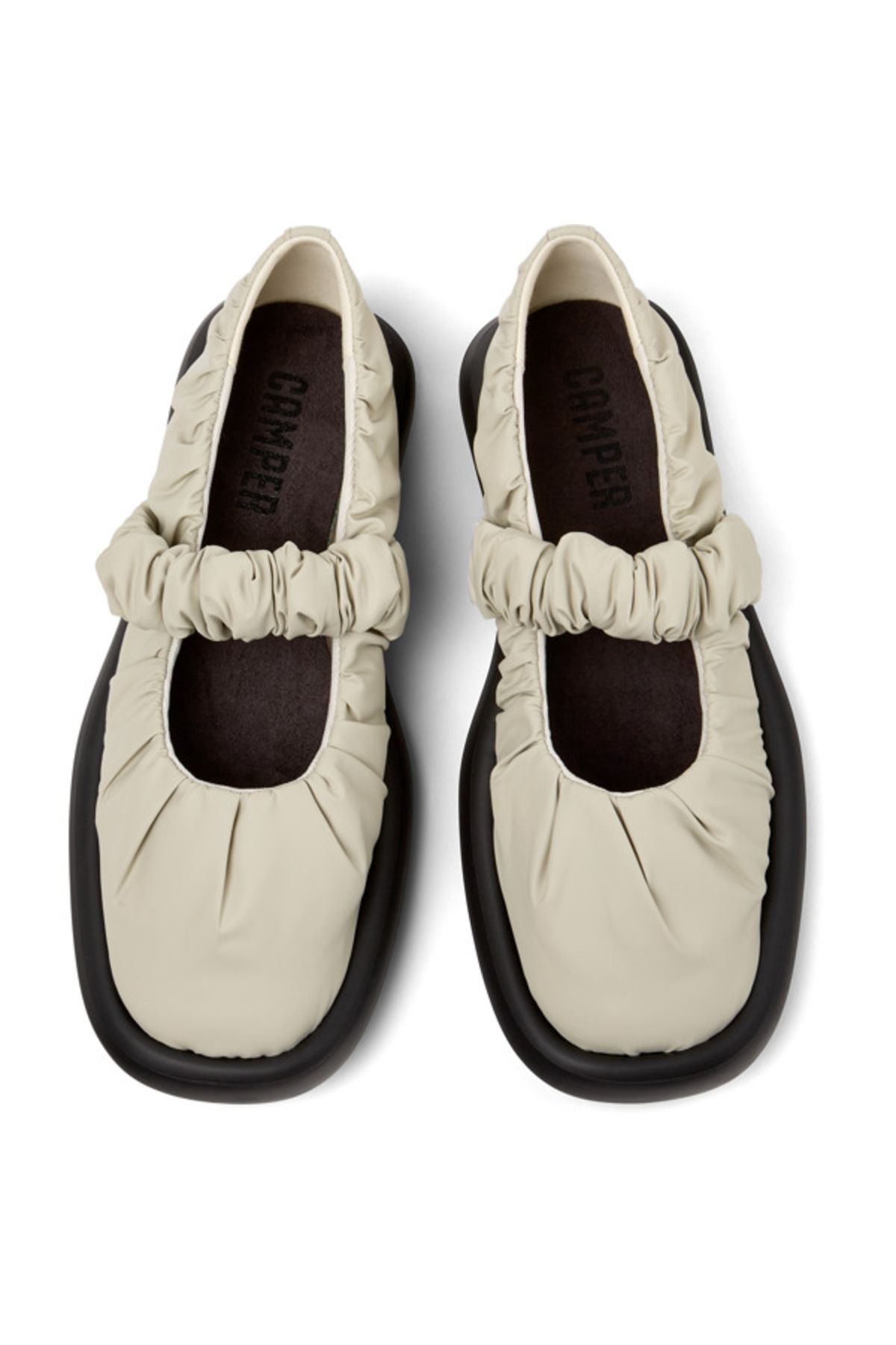 CAMPER-Women’s Grey Flats With Elastic Strap & Hook And Loop - Lightweight & Daily Use Onda 3
