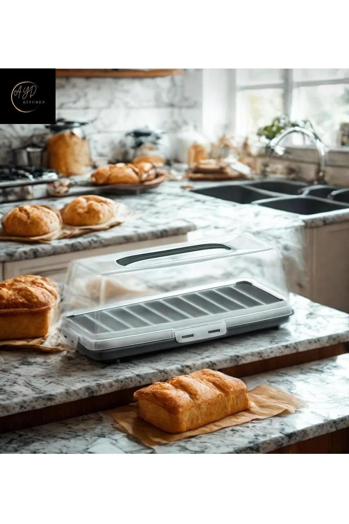 Ayd Kitchen Kek Taşıma Kabı, BPA İçermeyen Plastik, Saplı ve Kilitli Kek Fanusu, Taşınabilir(Baton) 1 adet