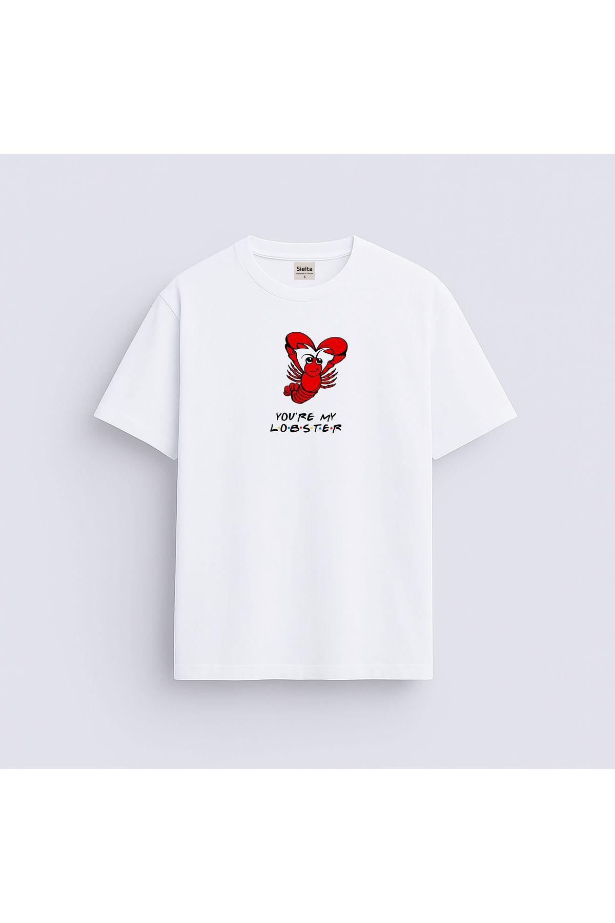 sielta Fiends Istakoz Baskılı Unisex Kadın Erkek Bisiklet Yaka T-shirt Tişört