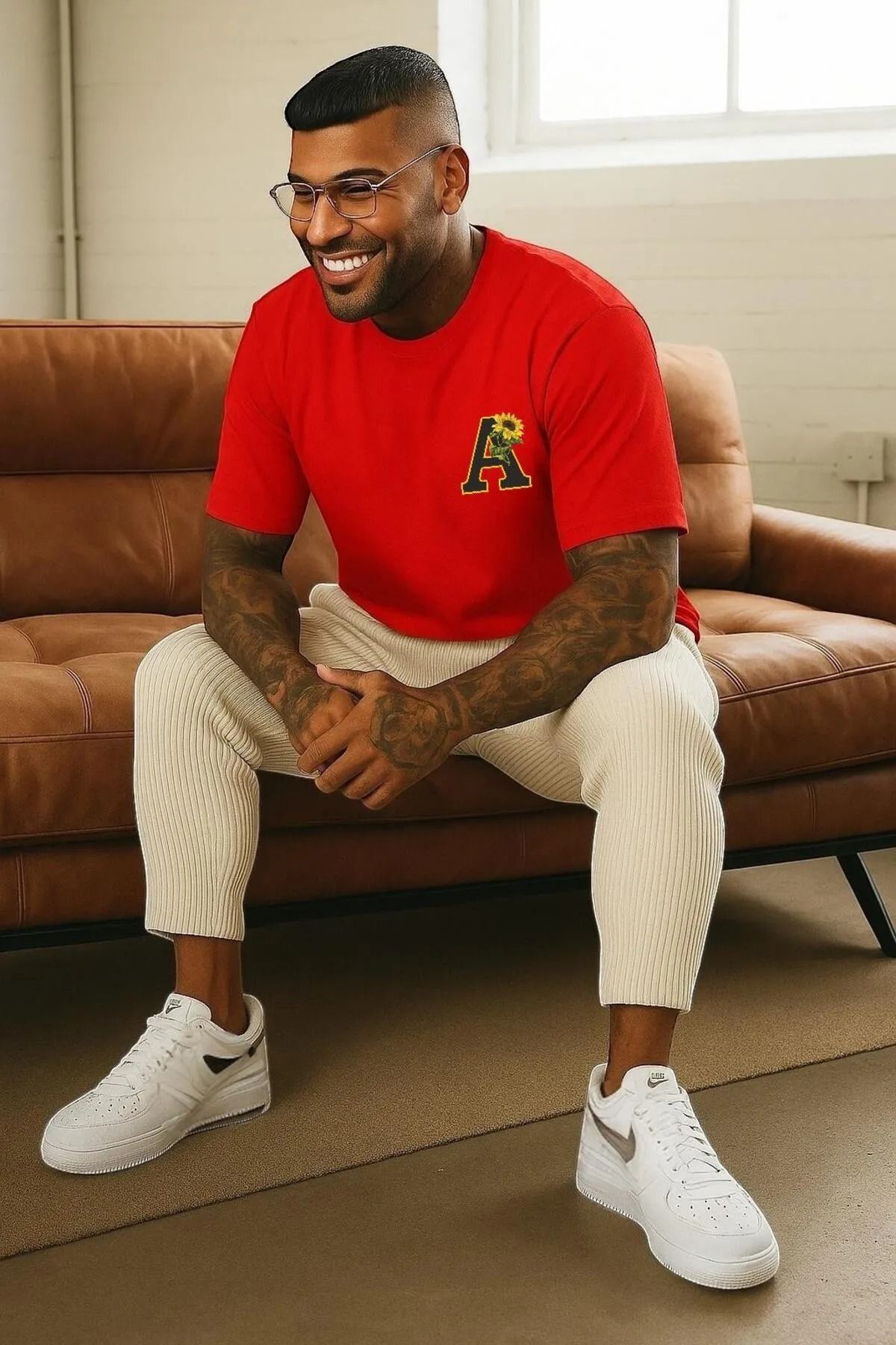 New Shine A Çiçek Baskılı Oversize T-Shirt