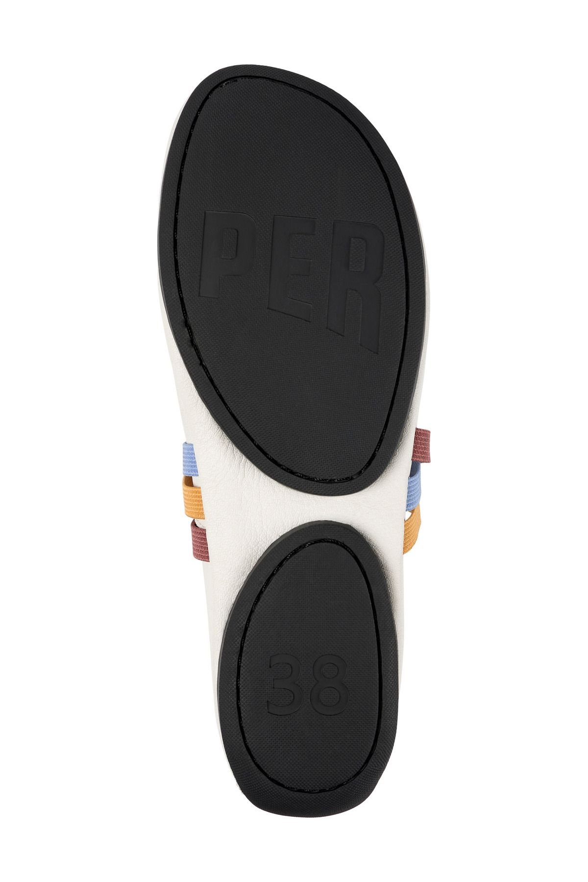 CAMPER-Women's White Genuine Leather Flats with Colorful Elastic Band, Soft Sole, Everyday Use Twins 5