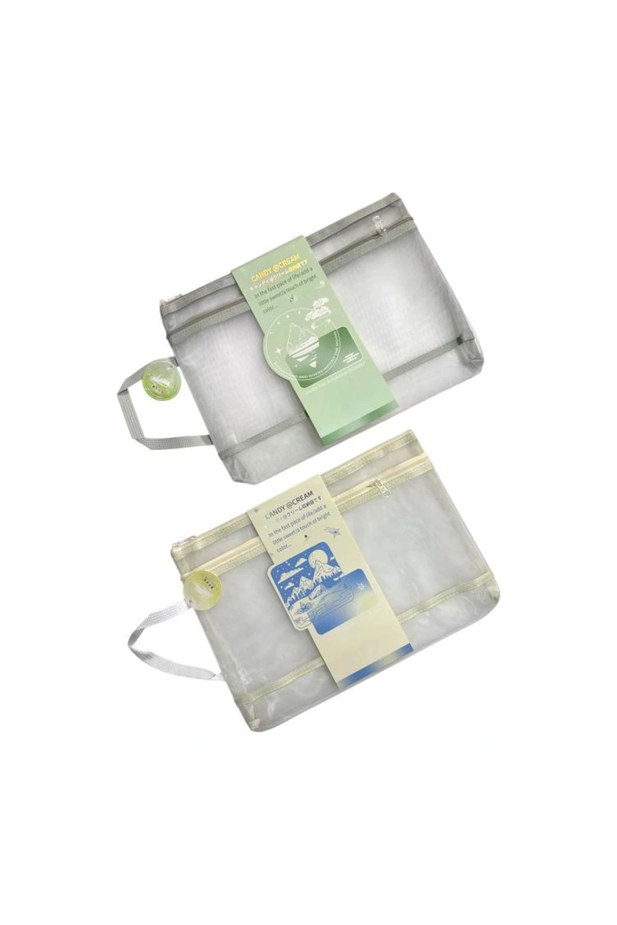 Odak-Mw74201 Double Zippered Pastel Color Handle Mesh A4 Bag (Mesh File) - Single 3