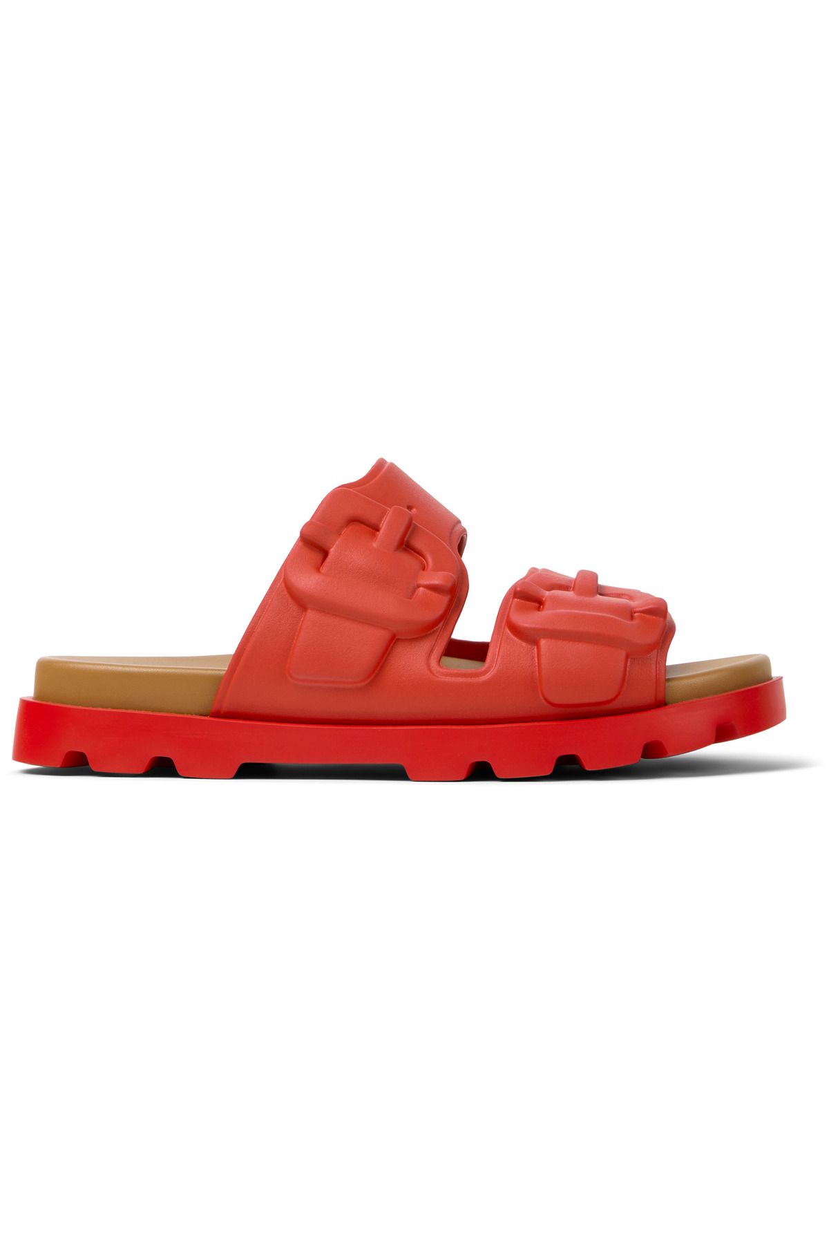 CAMPER-Men's Red Dual Strap Hook and Loop Slippers Lightweight Durable Soft Sole Brutus 2