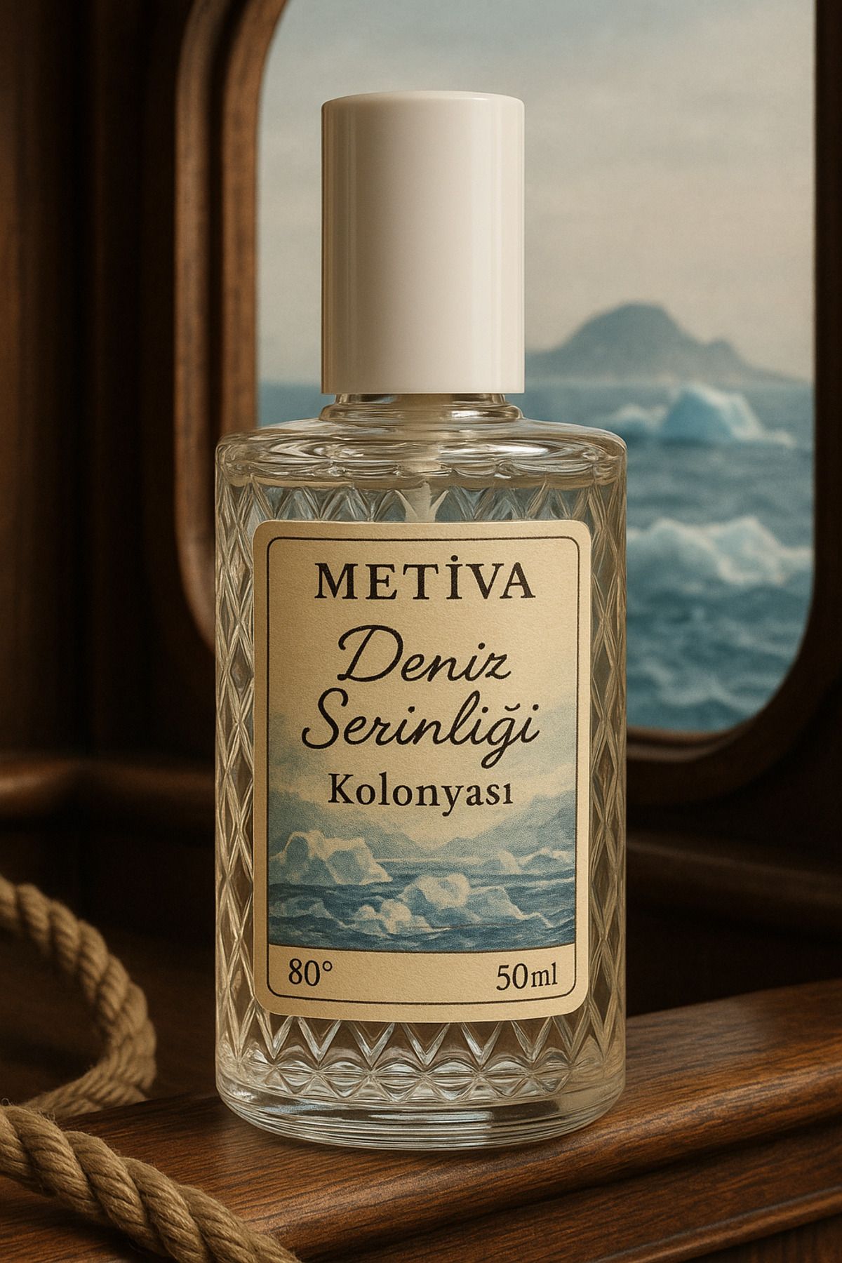 METİVA Deniz Serinliği Kolonyası 80° - 50 ml - Şeffaf - Lüks Spreyli Şişede - Çanta Boy - Hediyelik