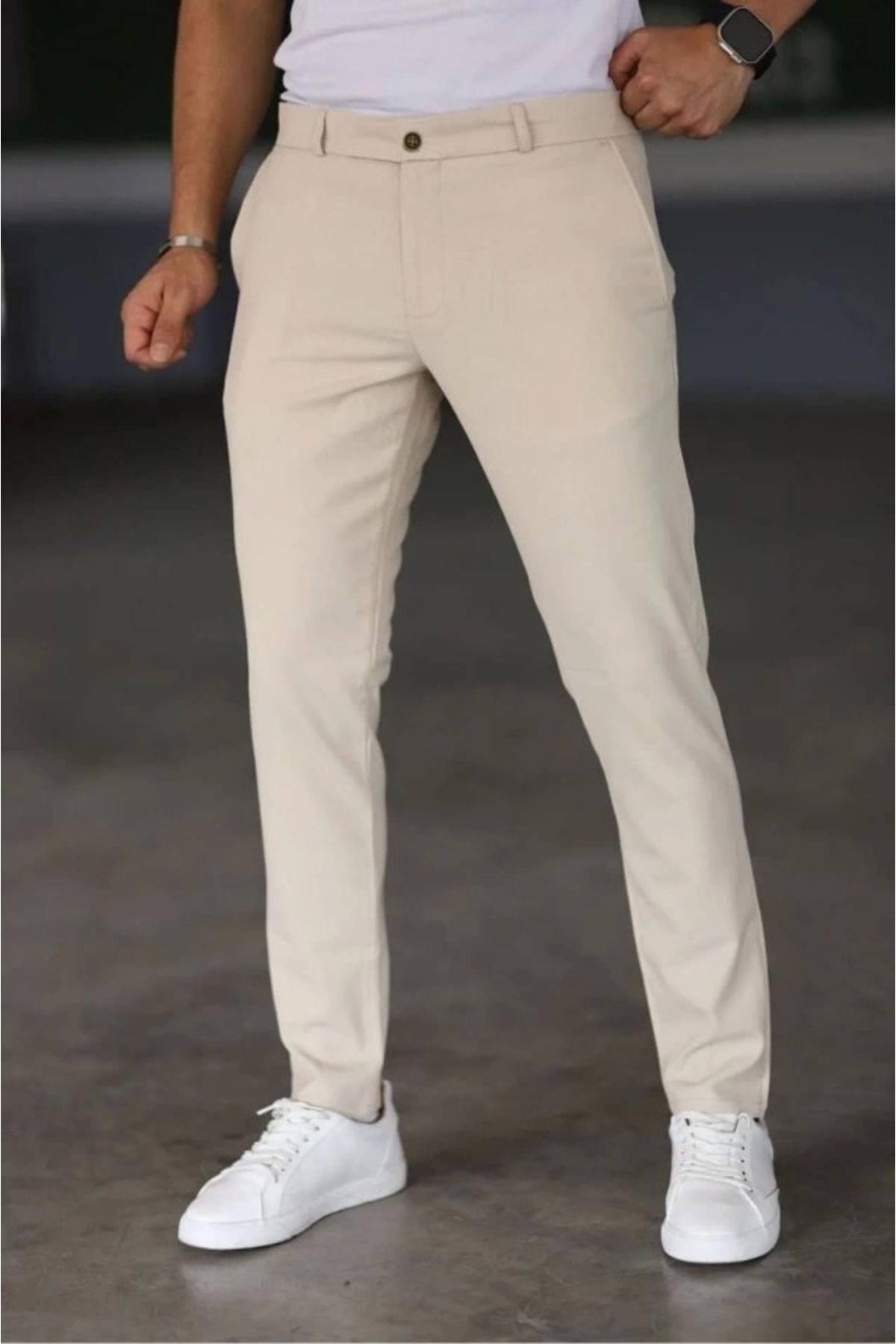 Butik Erkek Düz Kesim Bilek Boy Kumaş Pantolon
