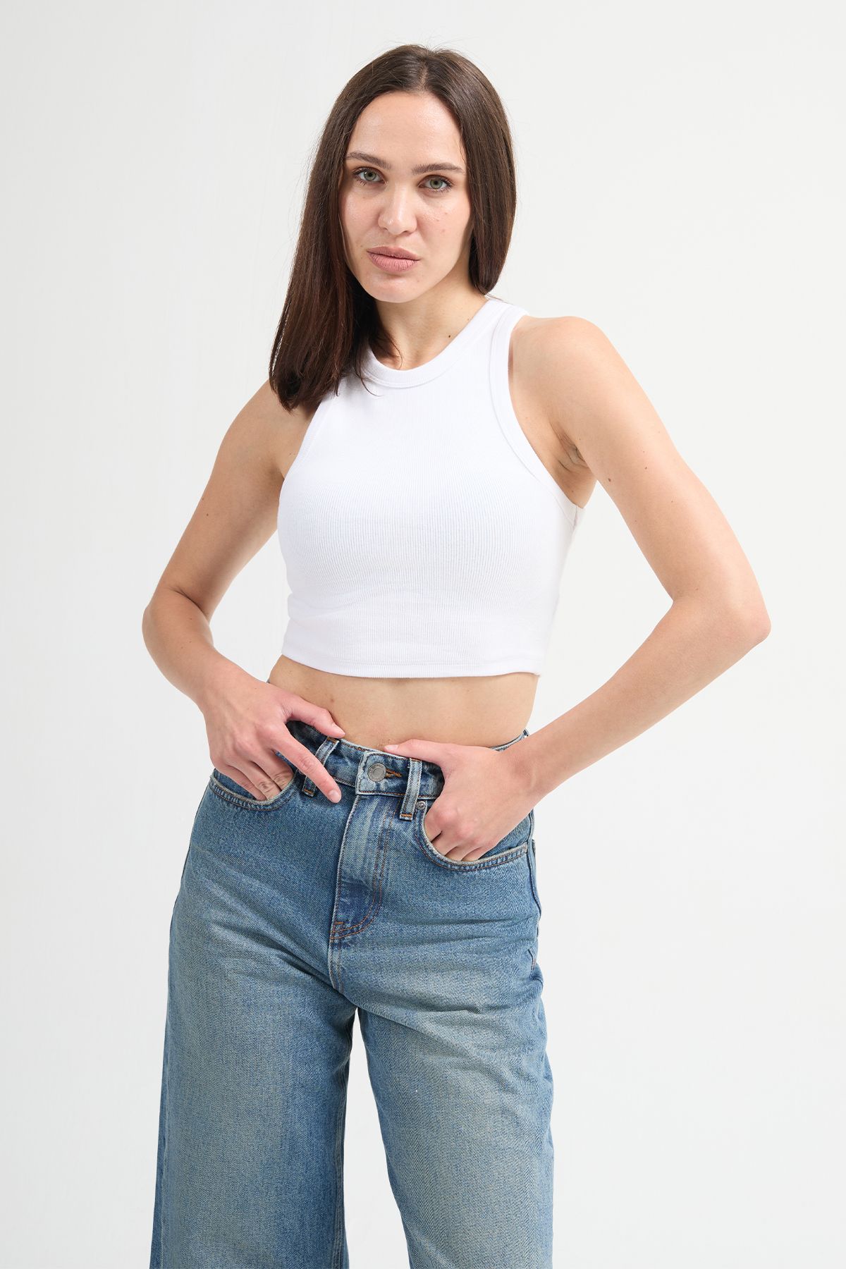 JUD Cultivo 82002 Beyaz Kadın Basic Crop Atlet