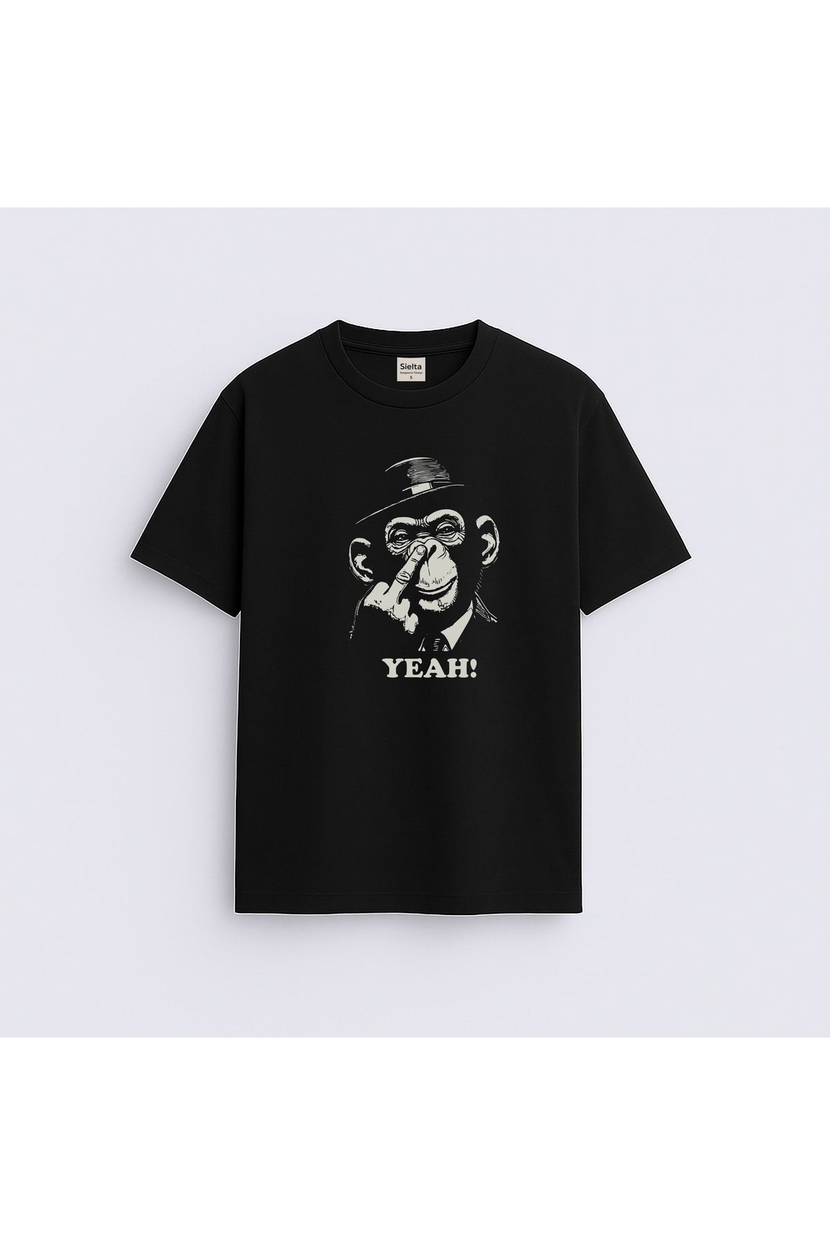 sielta Monkey Maymun Baskılı Unisex Kadın Erkek Bisiklet Yaka T-shirt Tişört