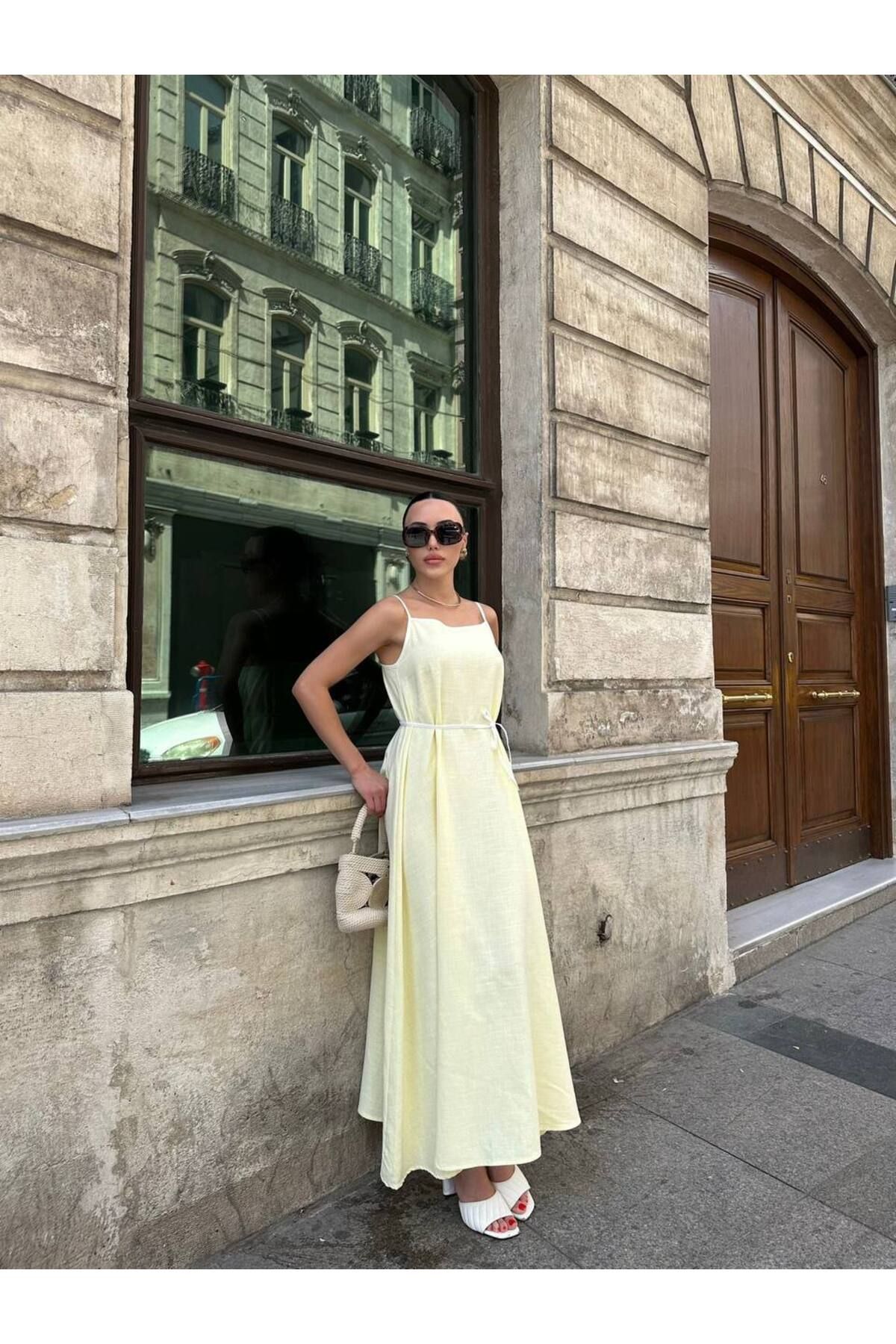 Hotfashion İnce Askılı Biyeli A Kesim Elbise