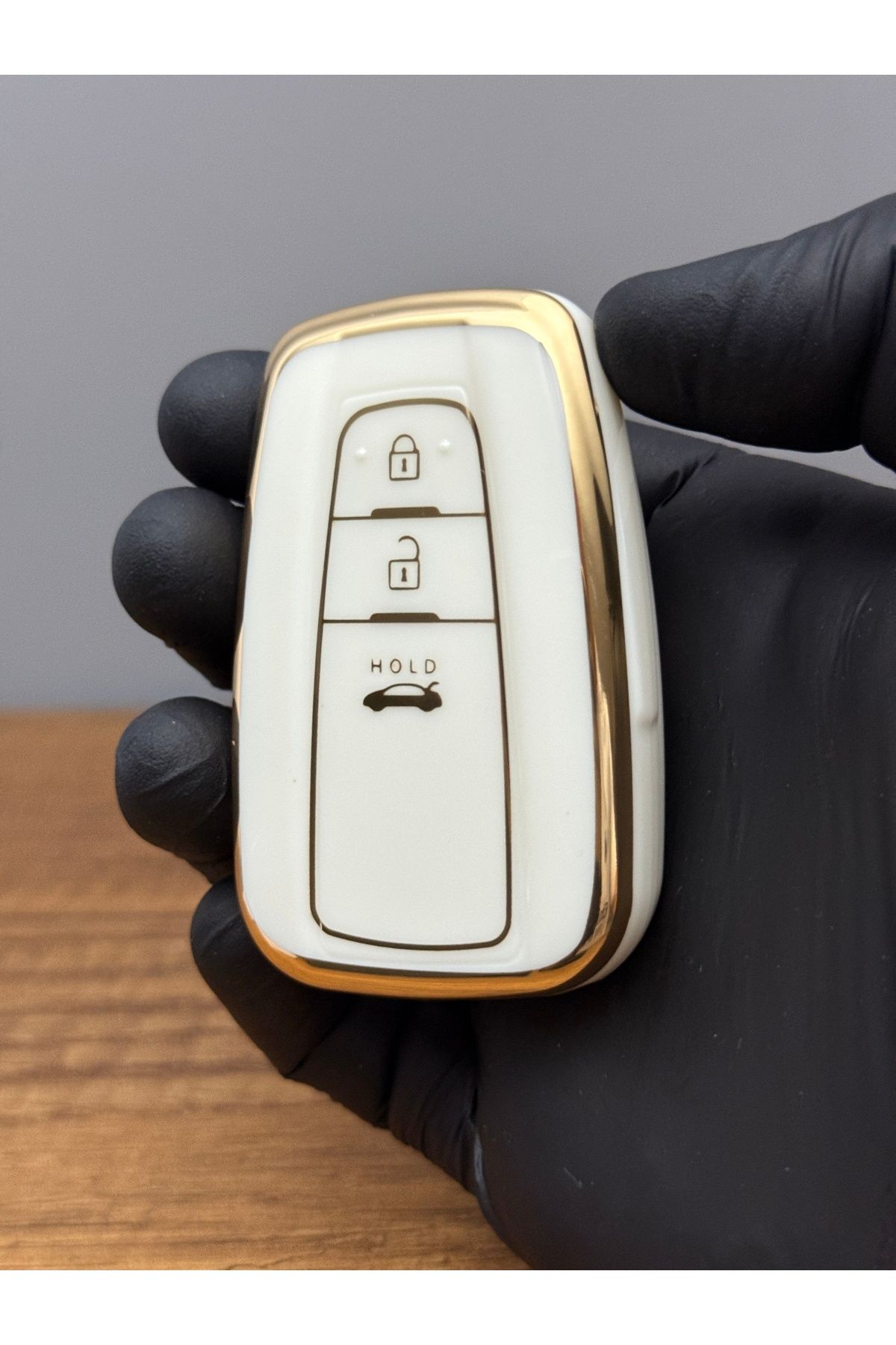 Mavi Keys Toyota Corolla, C-HR, Land Cruiser Smart Uyumlu 3 Düğmeli Silikon Anahtar Kumanda Nano Kılıf – Beyaz