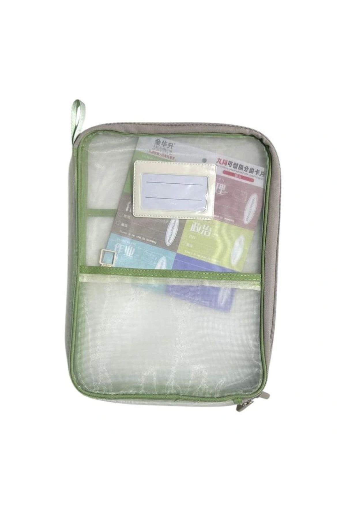 Odak-A4-273 Double Zippered Pvc Mesh A4 Bag with Card Compartment (Mesh File) - Single 3