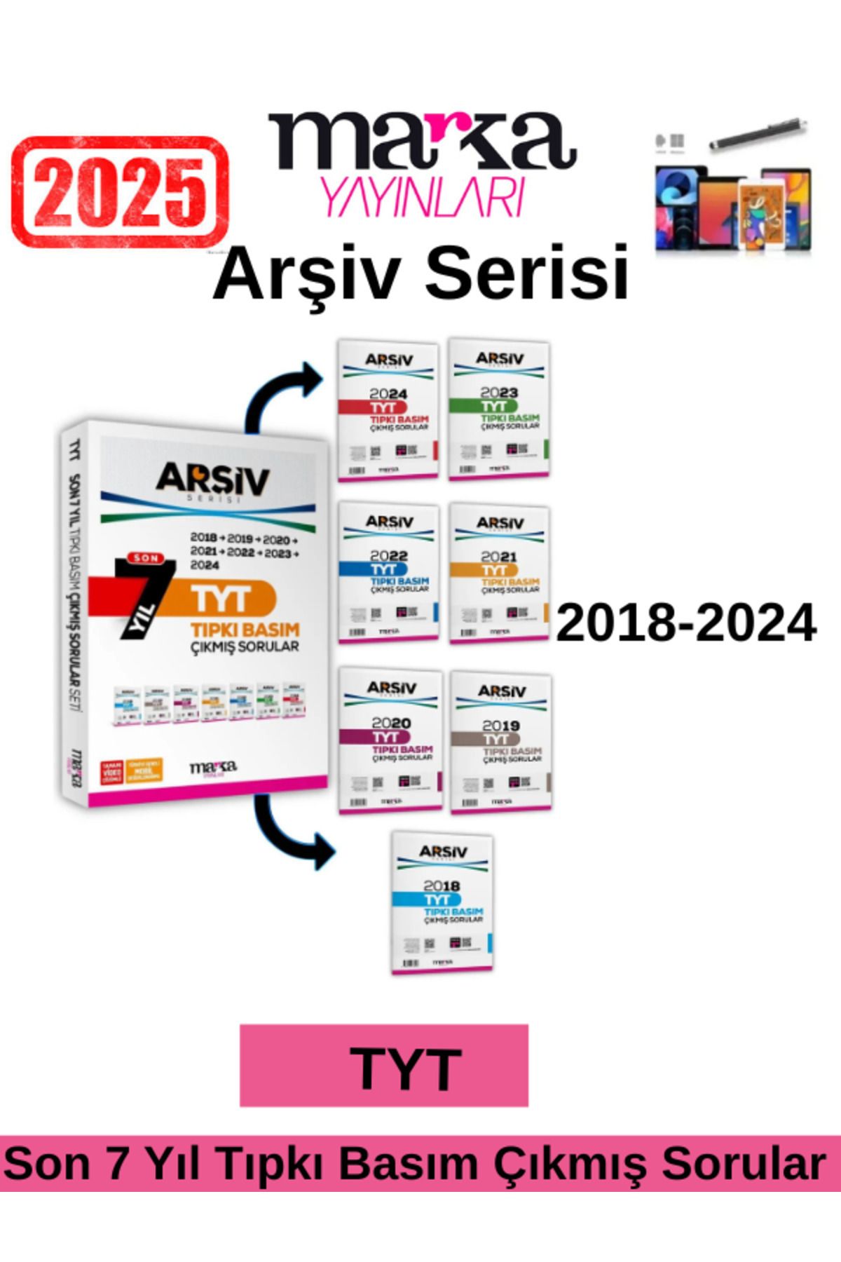 Palme Yayınevi Marka Arşiv Serisi Son 7 Yıl TYT 2018-2024 Çıkmış Sorular Tamamı Video Çözümlü+Kalem