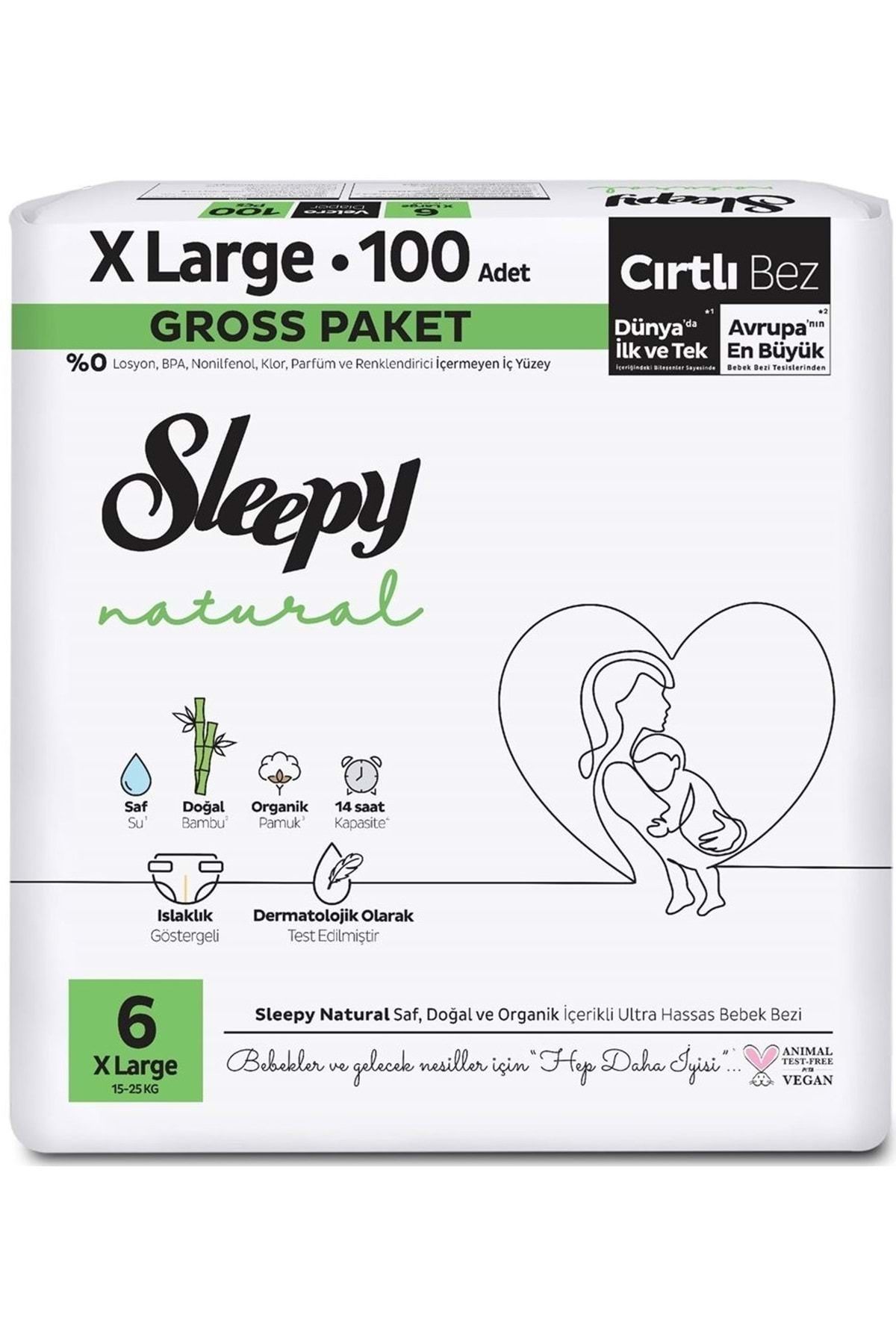 Sleepy Bebek Bezi Natural Beden:6 (15-25KG) Extra Large 62 Adet Ultra Pk
